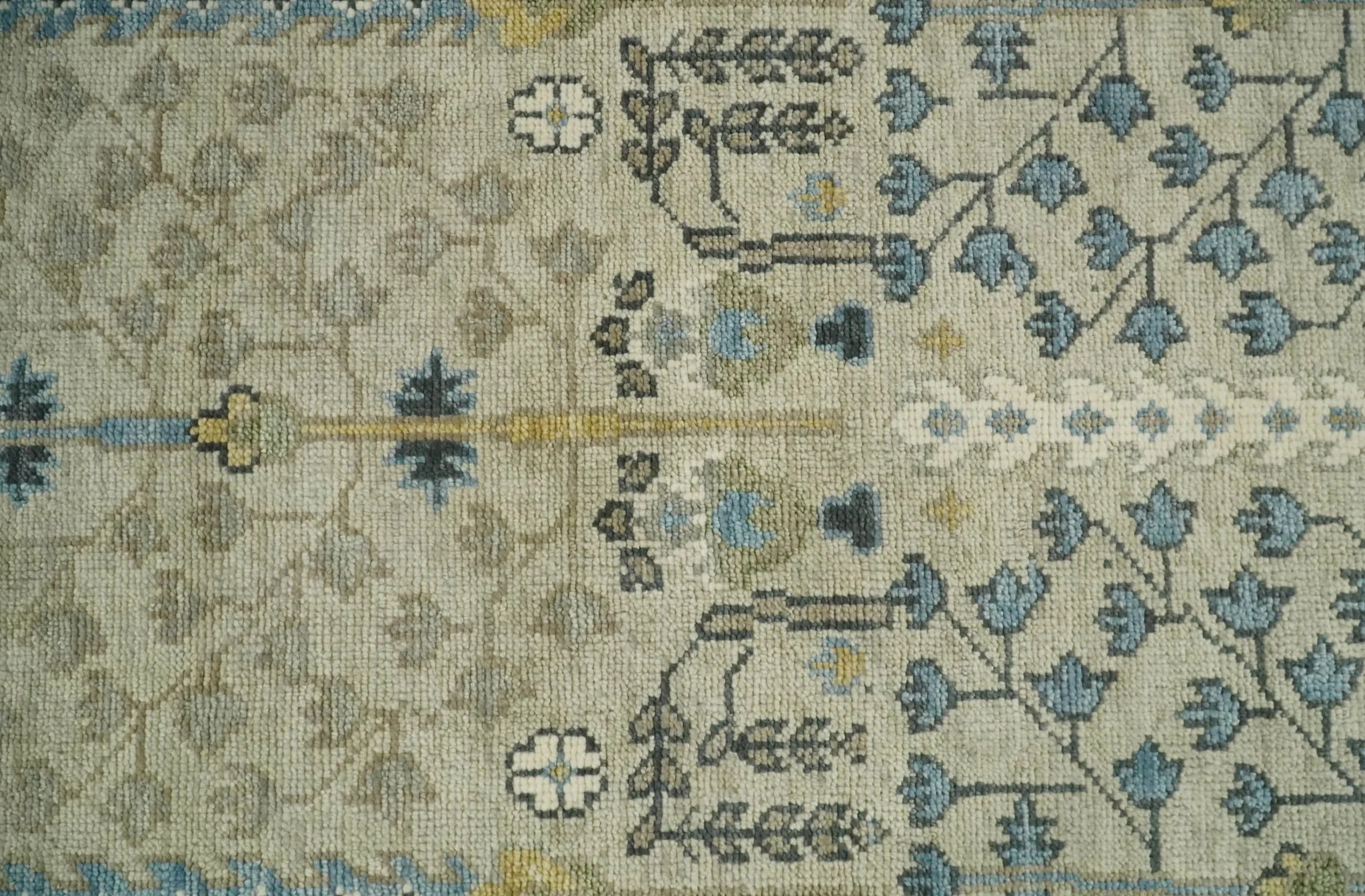 Tree of life Beige and Blue Traditional Hand Knotted Multi Size Wool Area Rug - Image 12