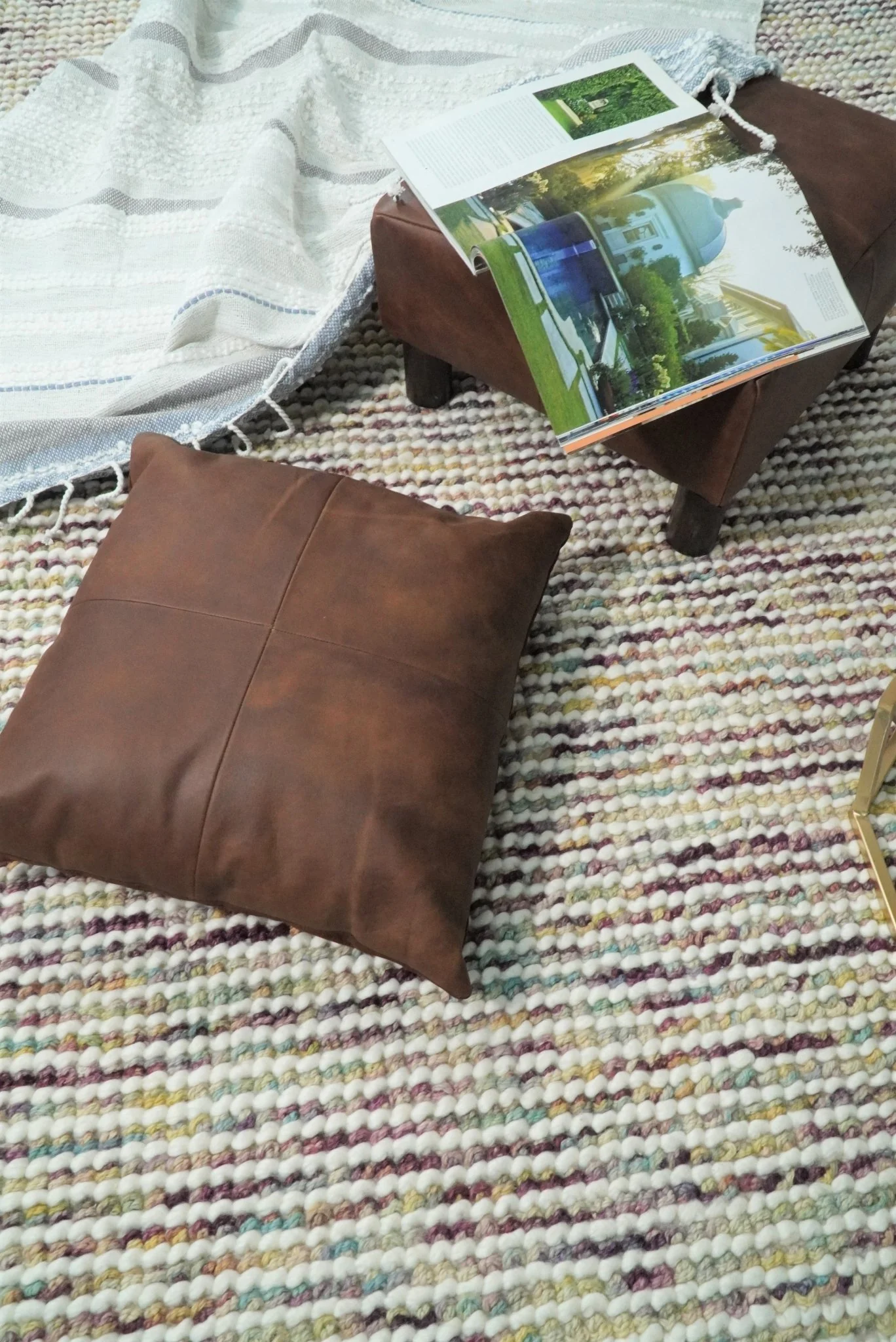 Hand Woven Multi Color Woolen Chunky and Soft Area Rug - Image 2