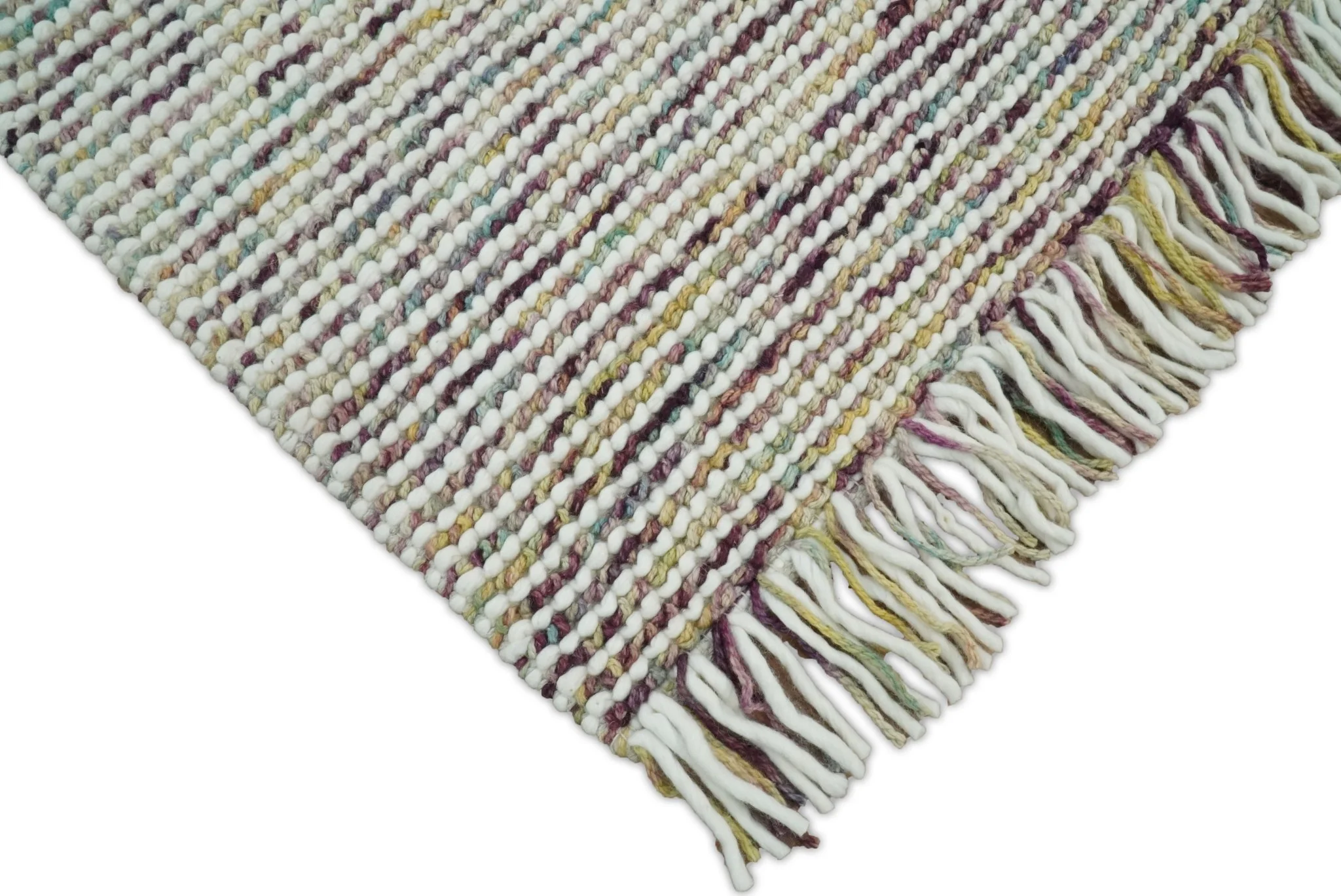 Hand Woven Multi Color Woolen Chunky and Soft Area Rug - Image 4