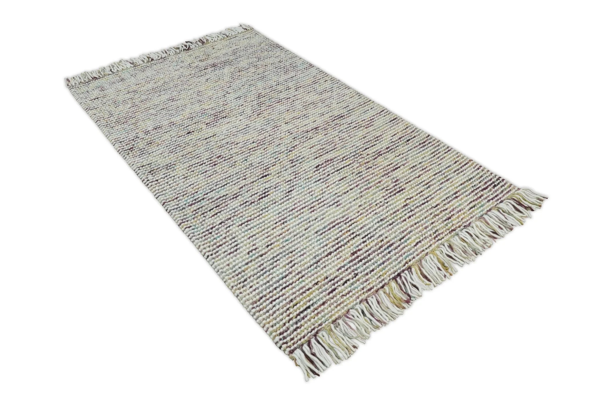 Hand Woven Multi Color Woolen Chunky and Soft Area Rug - Image 5
