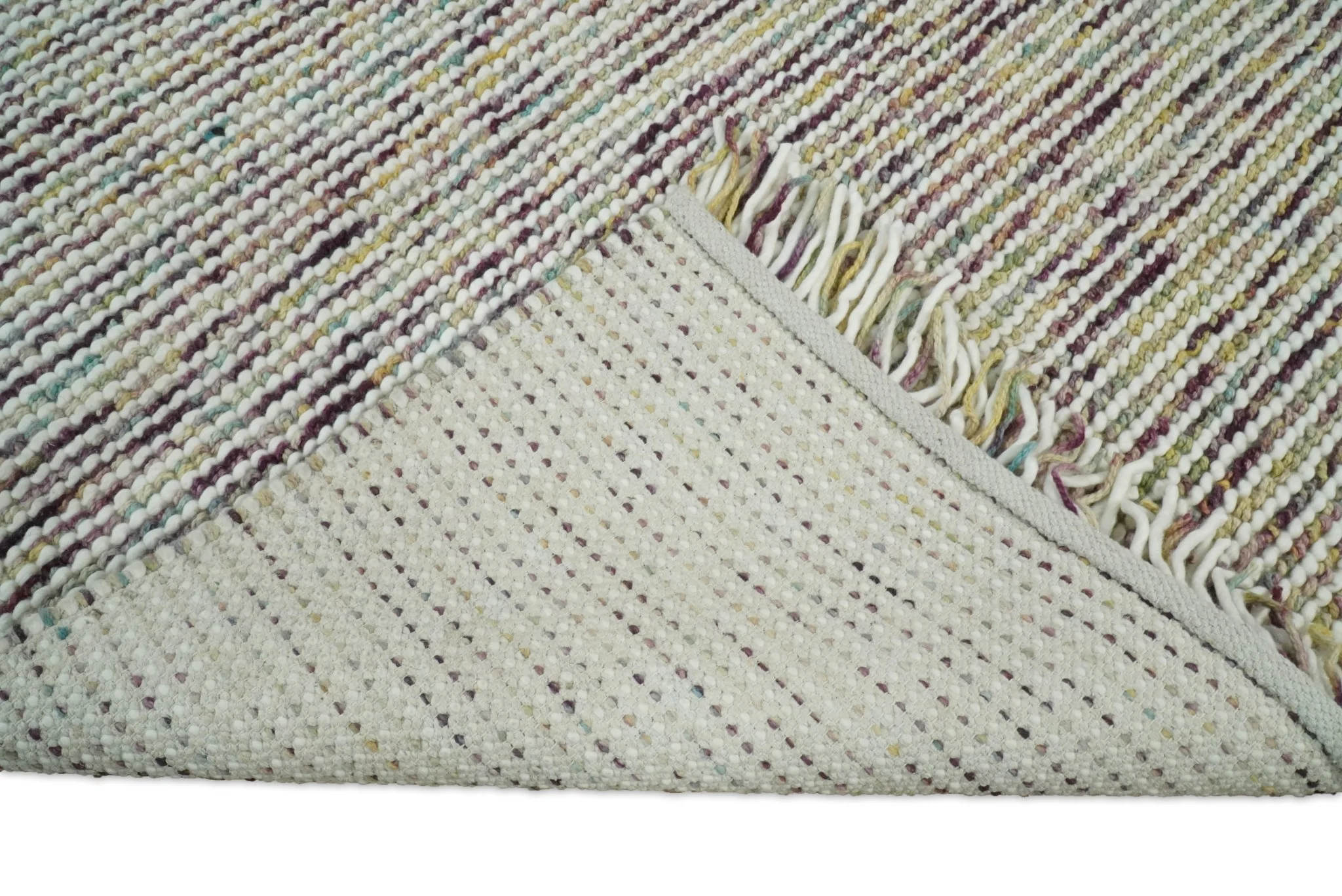 Hand Woven Multi Color Woolen Chunky and Soft Area Rug - Image 6