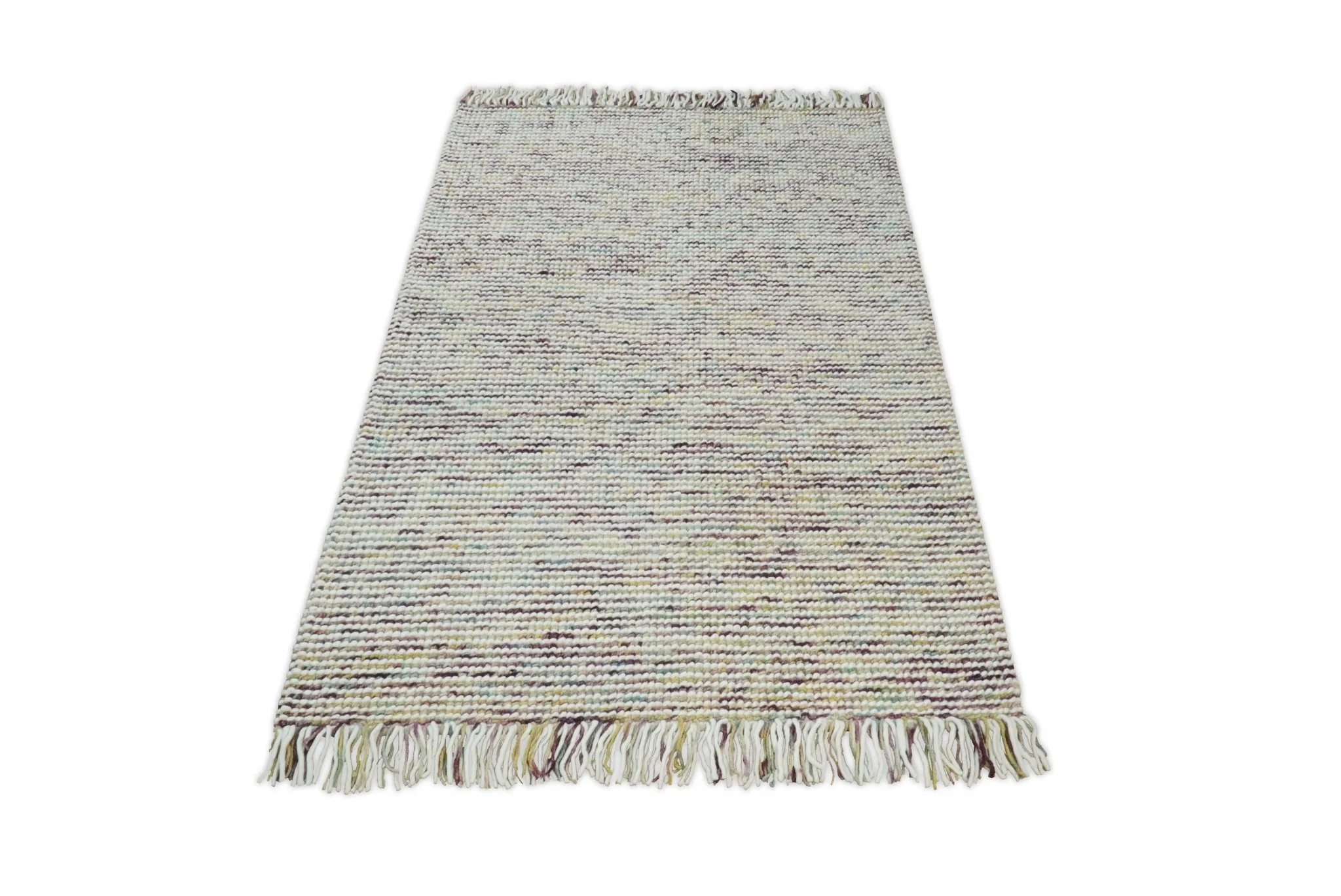 Hand Woven Multi Color Woolen Chunky and Soft Area Rug - Image 8