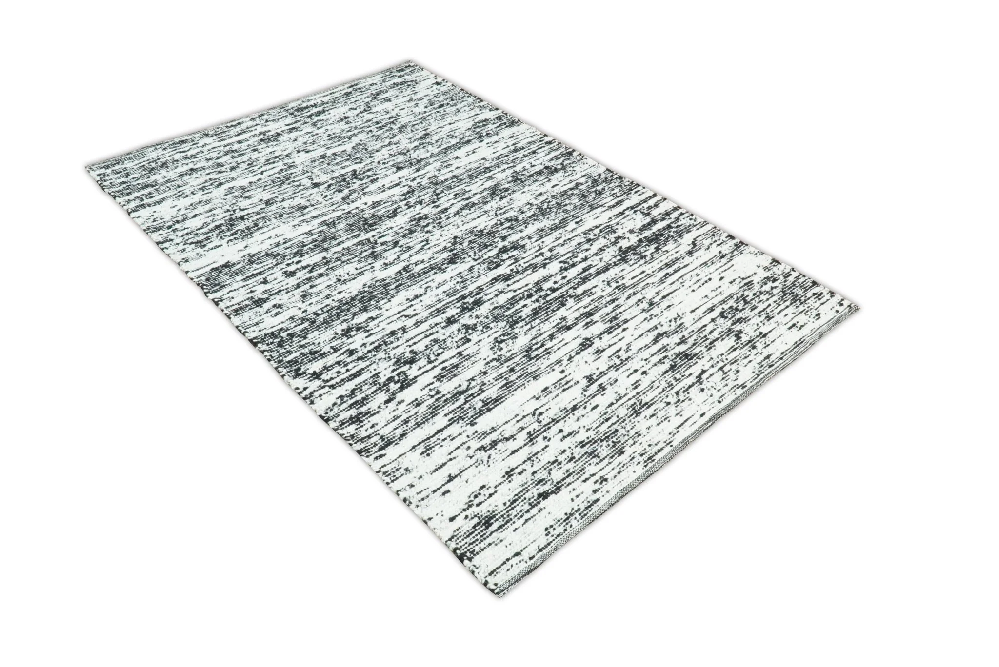5x8 Hand Made Woolen Chunky and Soft Black and Ivory Area Rug | BER1 - Image 10