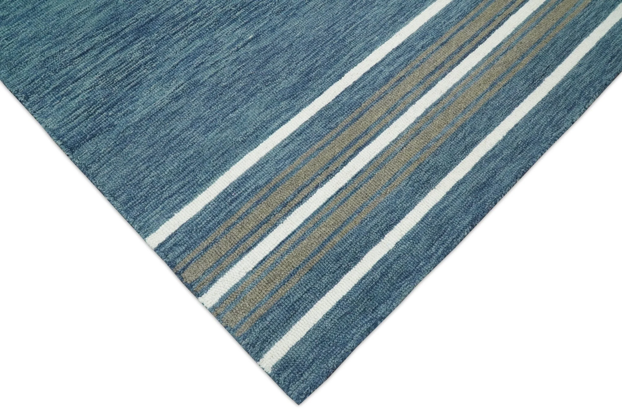 5x8 and 8x10 Hand Made Woolen Modern Solid Blue Area Rug | NAU004 - Image 5