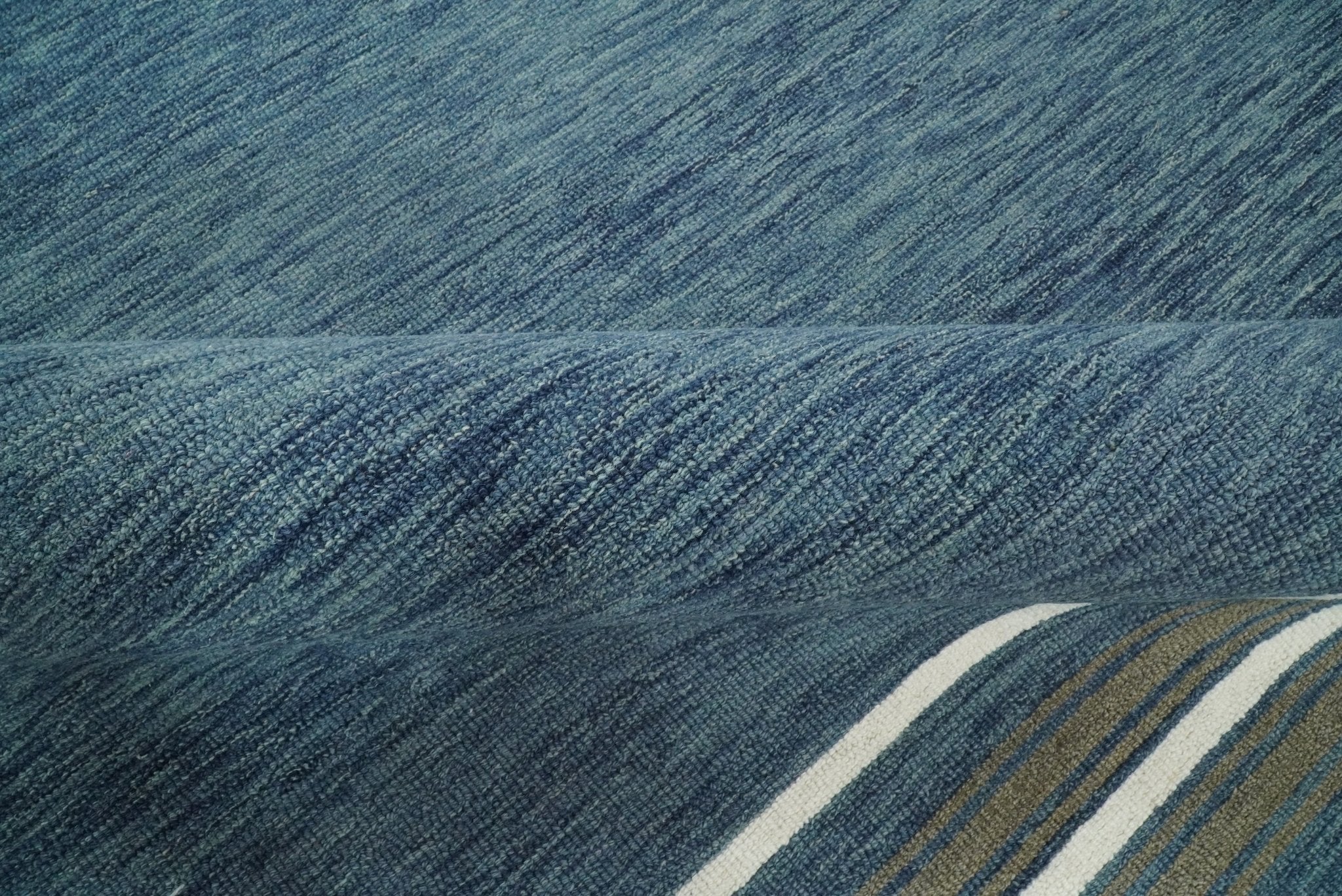 5x8 and 8x10 Hand Made Woolen Modern Solid Blue Area Rug | NAU004 - Image 7