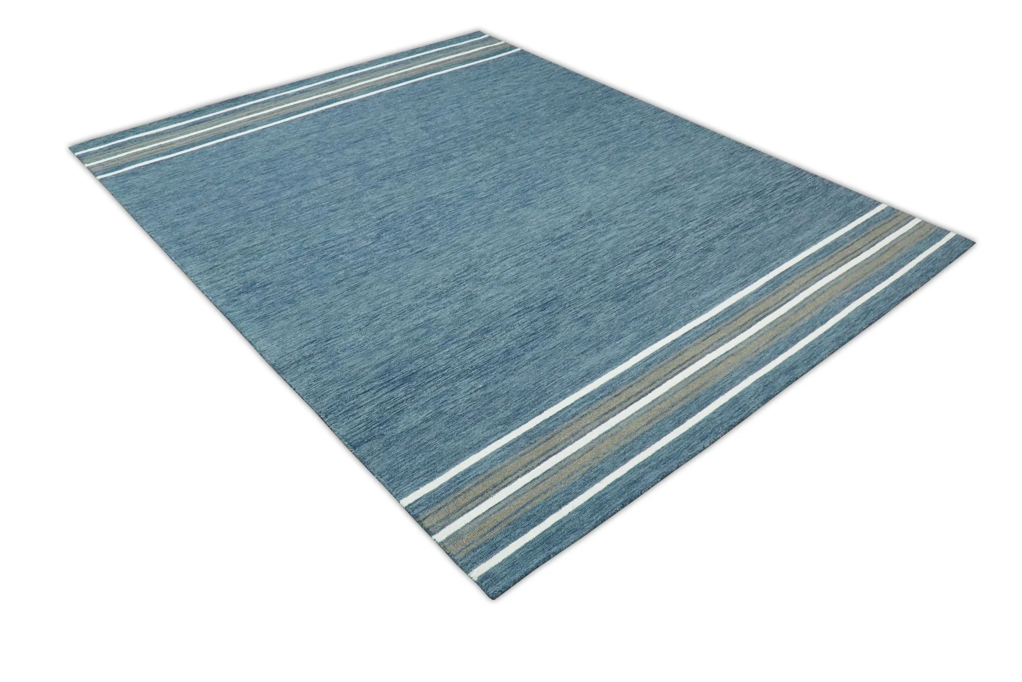 5x8 and 8x10 Hand Made Woolen Modern Solid Blue Area Rug | NAU004 - Image 9