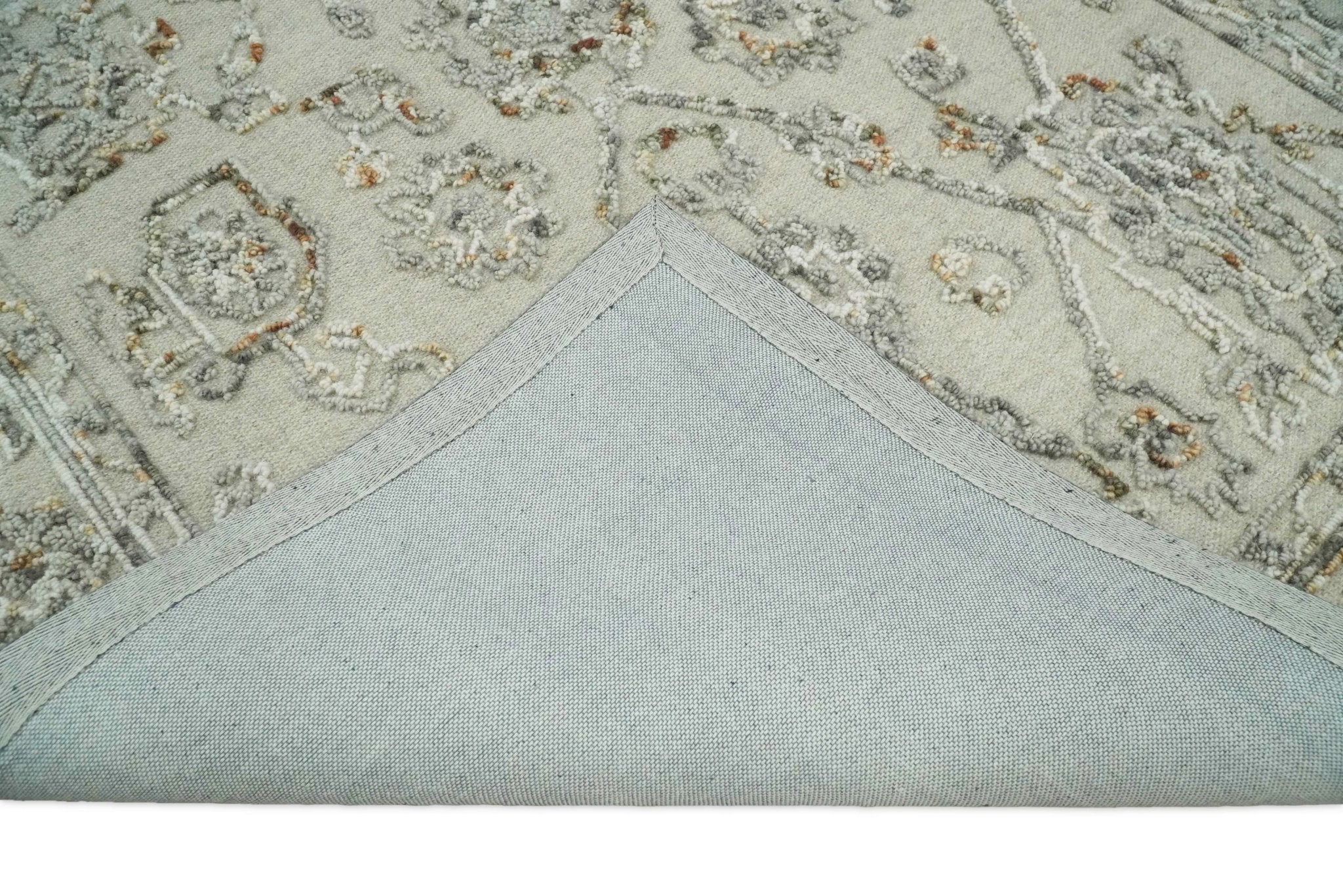 5x8 Hand Hooked Beige and Silver Wool Textured Loop Area Rug | GAR2 - Image 7