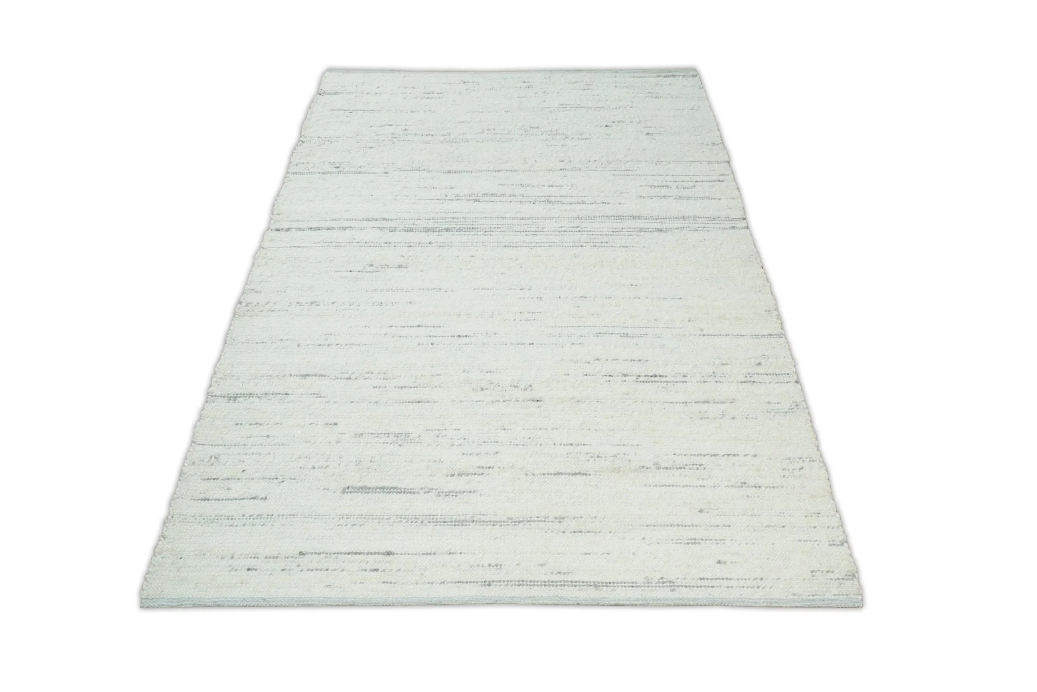 5x8 Hand Made Woolen Chunky and Soft Ivory and Gray Area Rug | BER2 - Image 3
