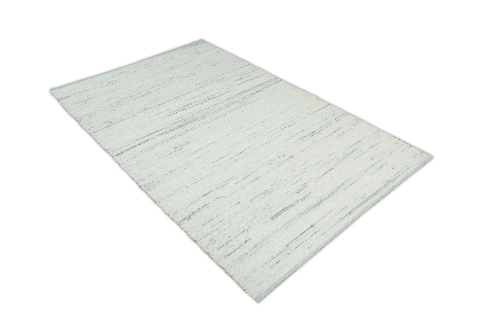 5x8 Hand Made Woolen Chunky and Soft Ivory and Gray Area Rug | BER2 - Image 7