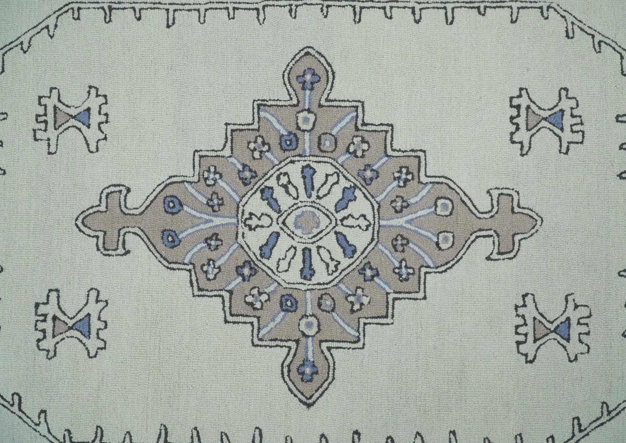 5x8, 6x9, 8x10 and 9x12 Ivory and Peach Persian Style Antique Oriental Tribal Hand Tufted Wool Area Rug |  TRI3 - Image 6