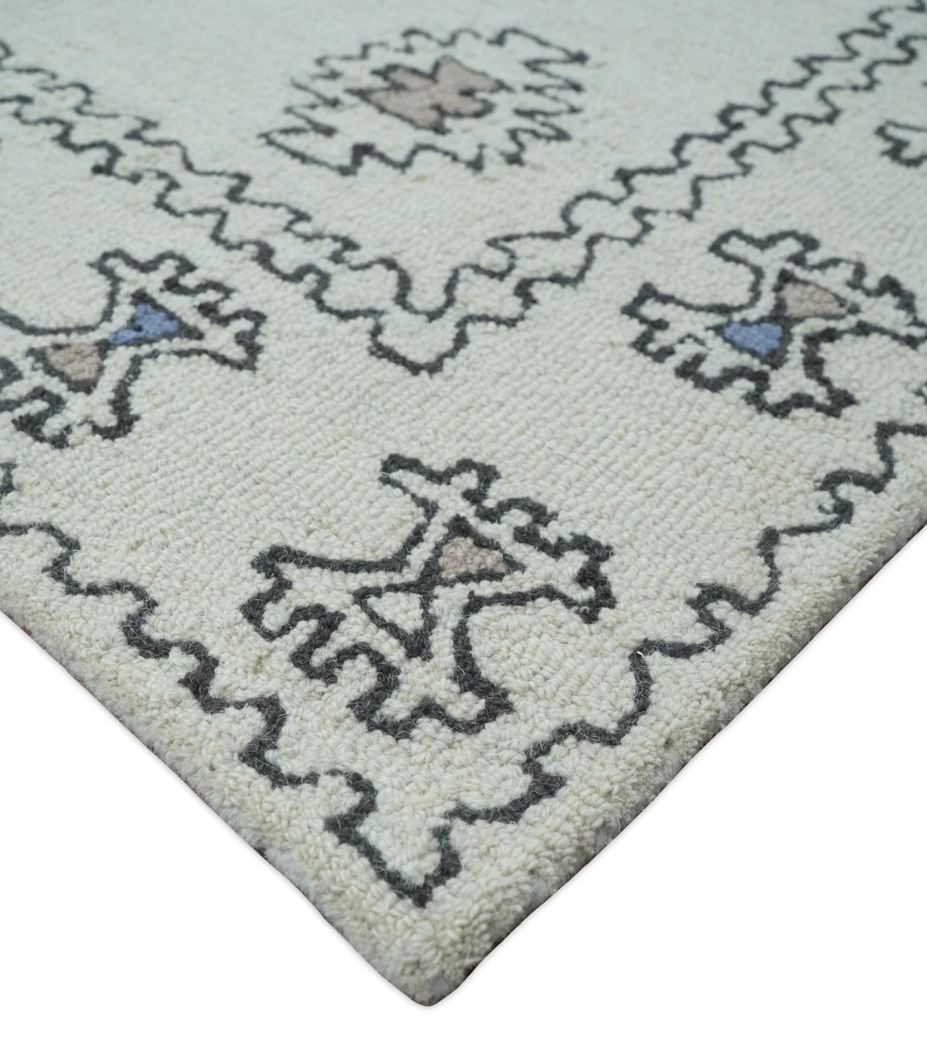 5x8, 6x9, 8x10 and 9x12 Ivory and Peach Persian Style Antique Oriental Tribal Hand Tufted Wool Area Rug |  TRI3 - Image 9