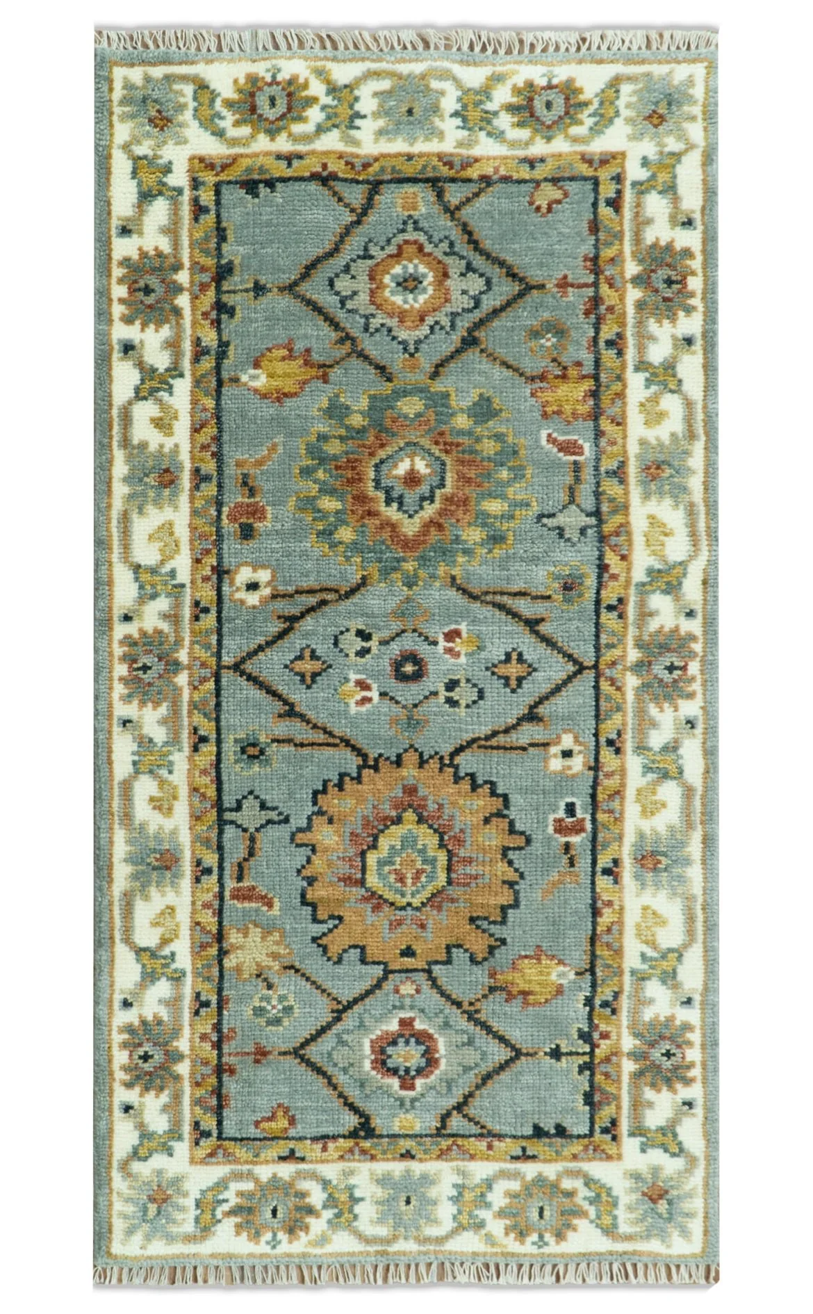 Antique Traditional Gray and Ivory Vintage Style Custom Made wool Area Rug - Image 11
