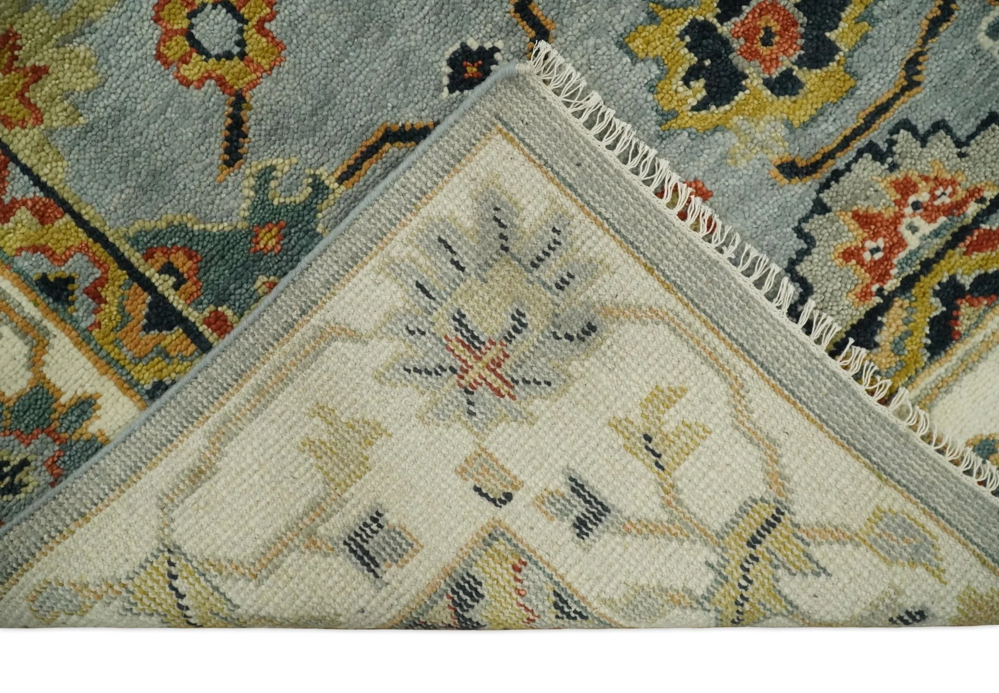 Antique Traditional Gray and Ivory Vintage Style Custom Made wool Area Rug - Image 6