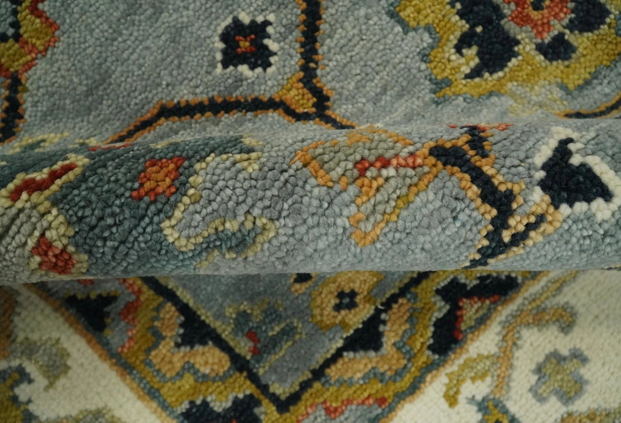 Antique Traditional Gray and Ivory Vintage Style Custom Made wool Area Rug - Image 7