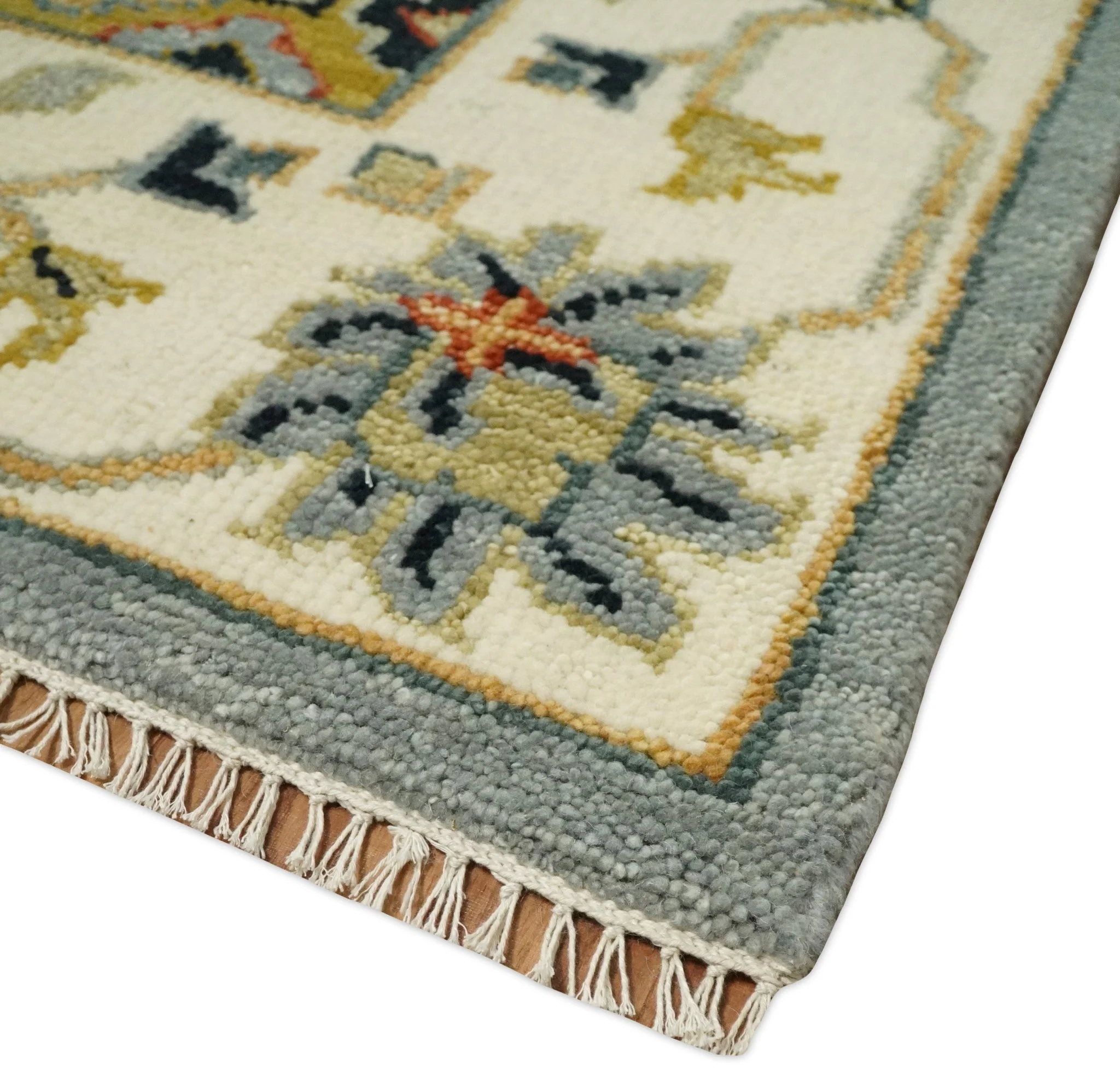 Antique Traditional Gray and Ivory Vintage Style Custom Made wool Area Rug - Image 8
