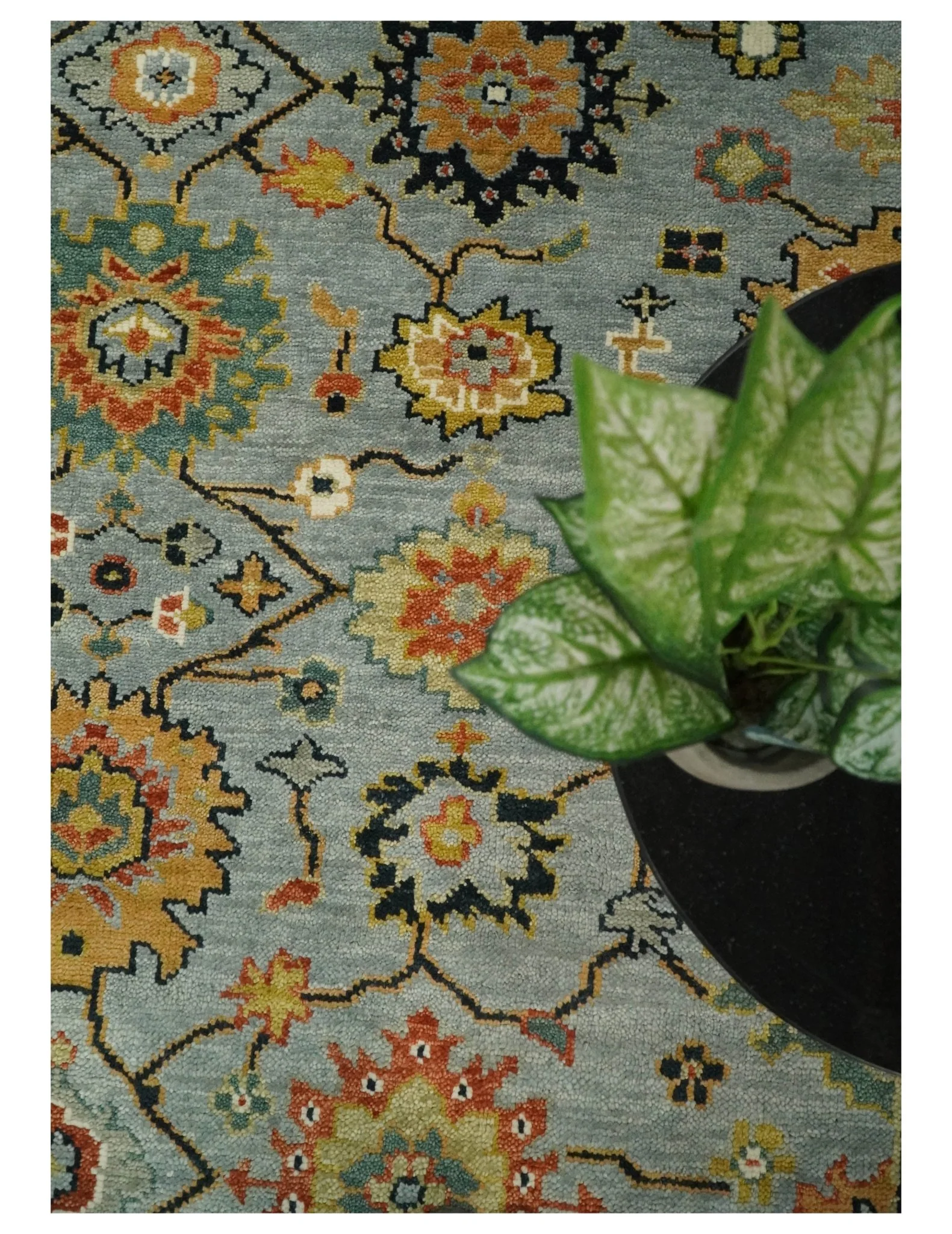 Antique Traditional Gray and Ivory Vintage Style Custom Made wool Area Rug - Image 9