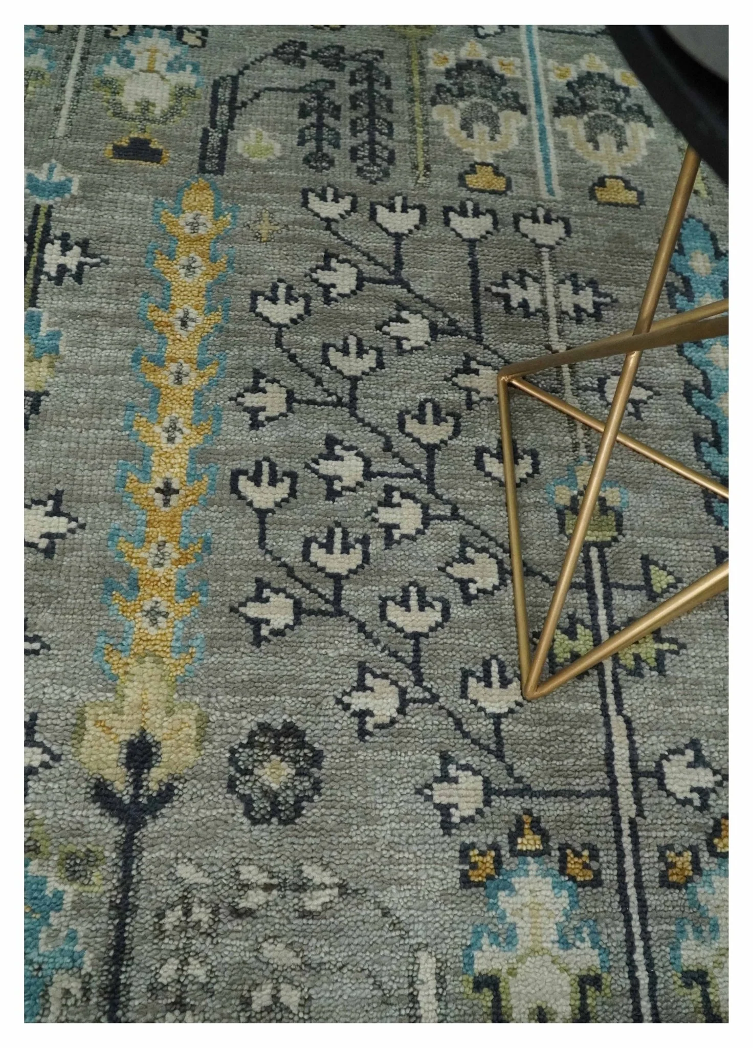 Tree of life Silver and Ivory Hand Knotted Traditional Oushak Multi Size Wool Area Rug - Image 2