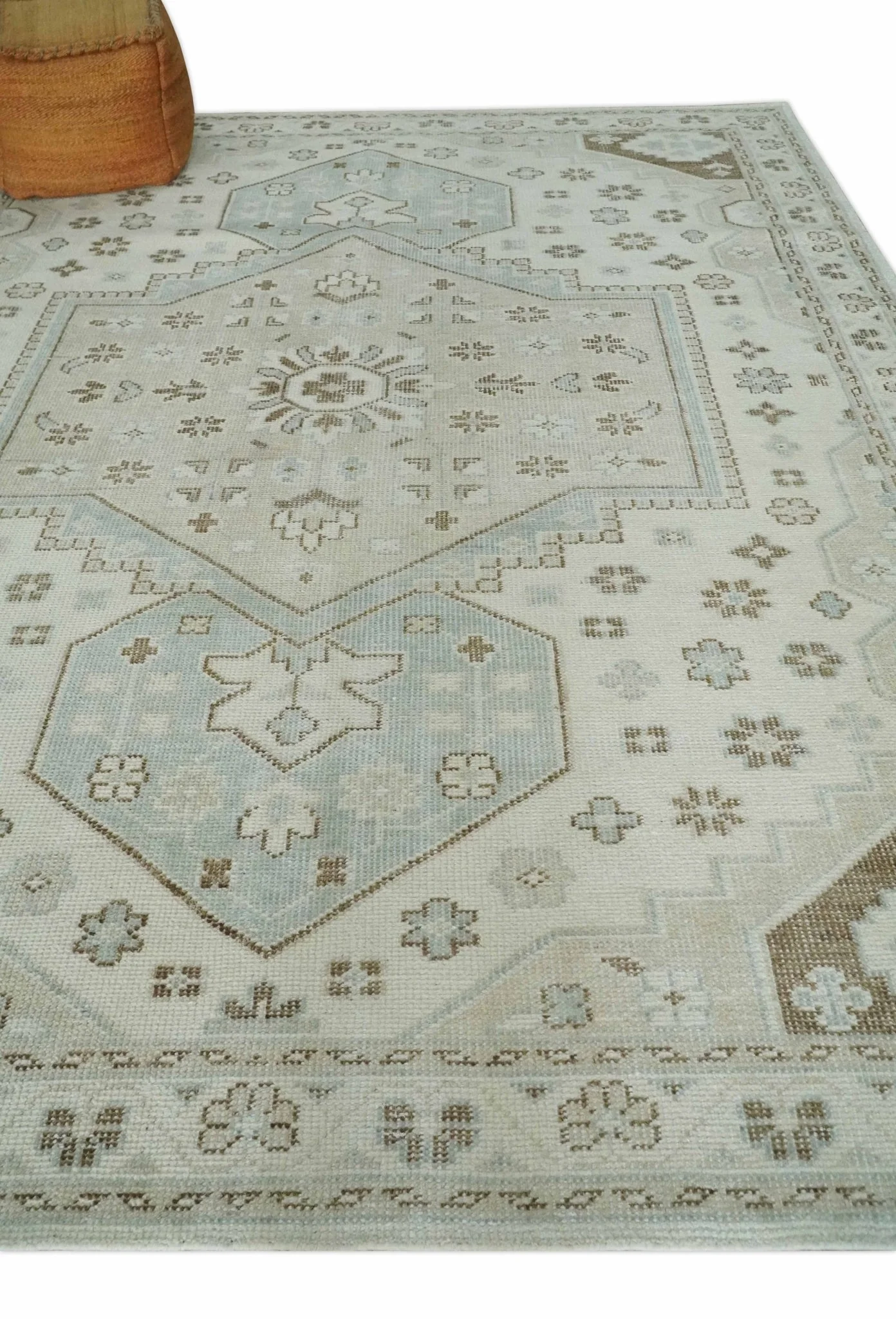 Neutral Ivory, Brown and Gray Hand knotted Traditional Multi Size wool Area Rug - Image 3
