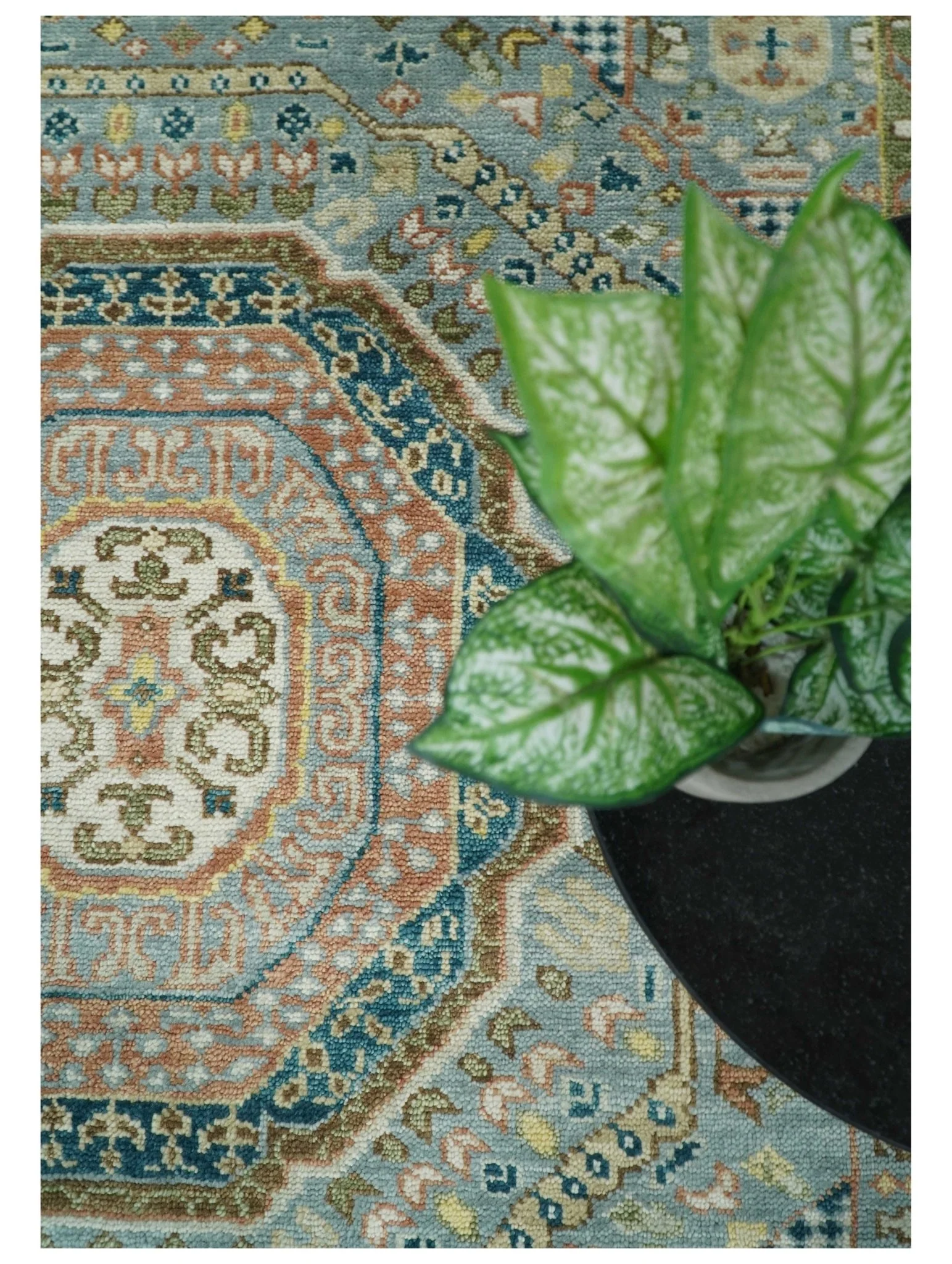 Rust and Blue Hand Knotted traditional Antique look Turkish Mamluk Living Room Multi Size wool Area Rug - Image 11