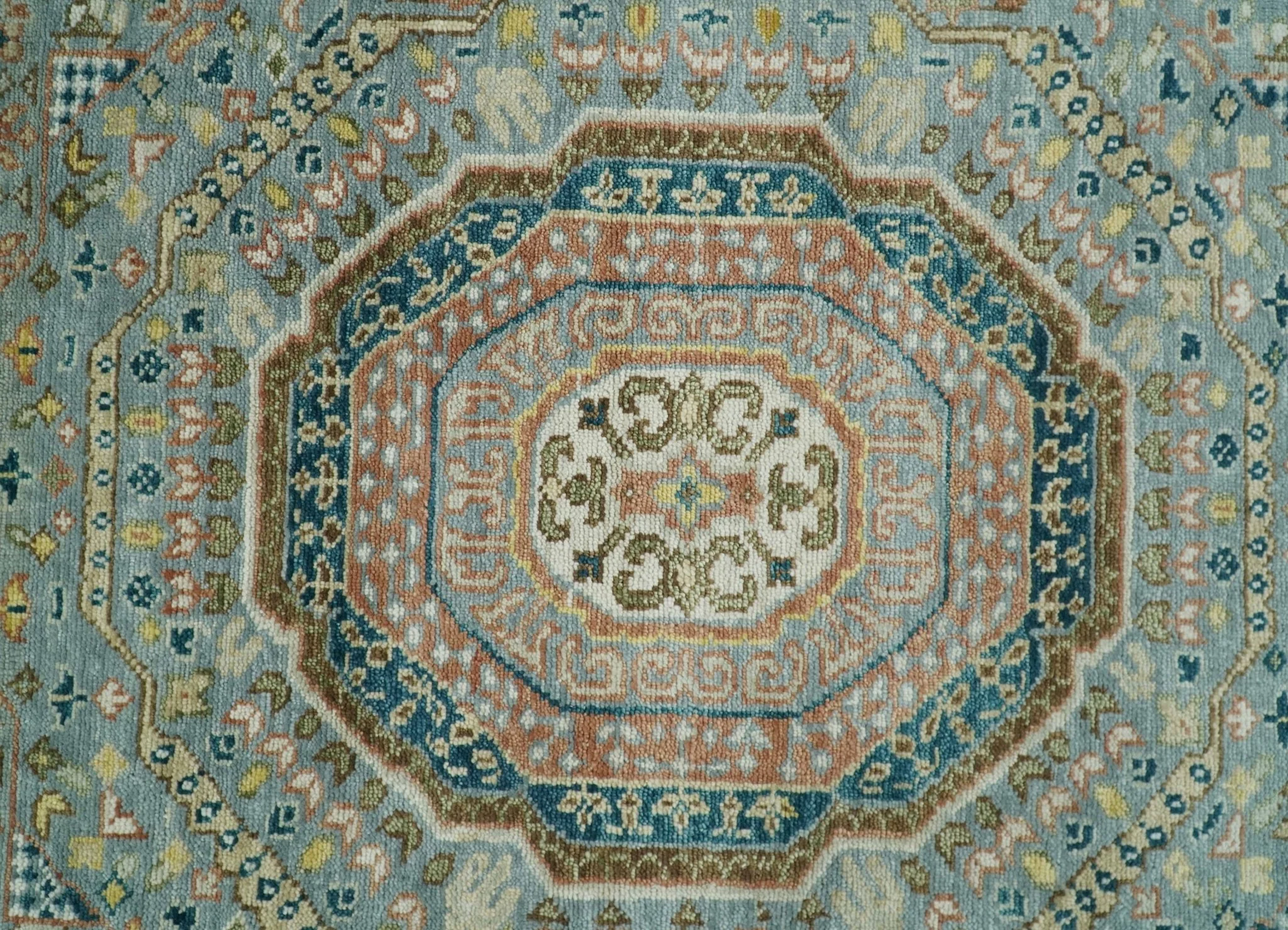 Rust and Blue Hand Knotted traditional Antique look Turkish Mamluk Living Room Multi Size wool Area Rug - Image 12