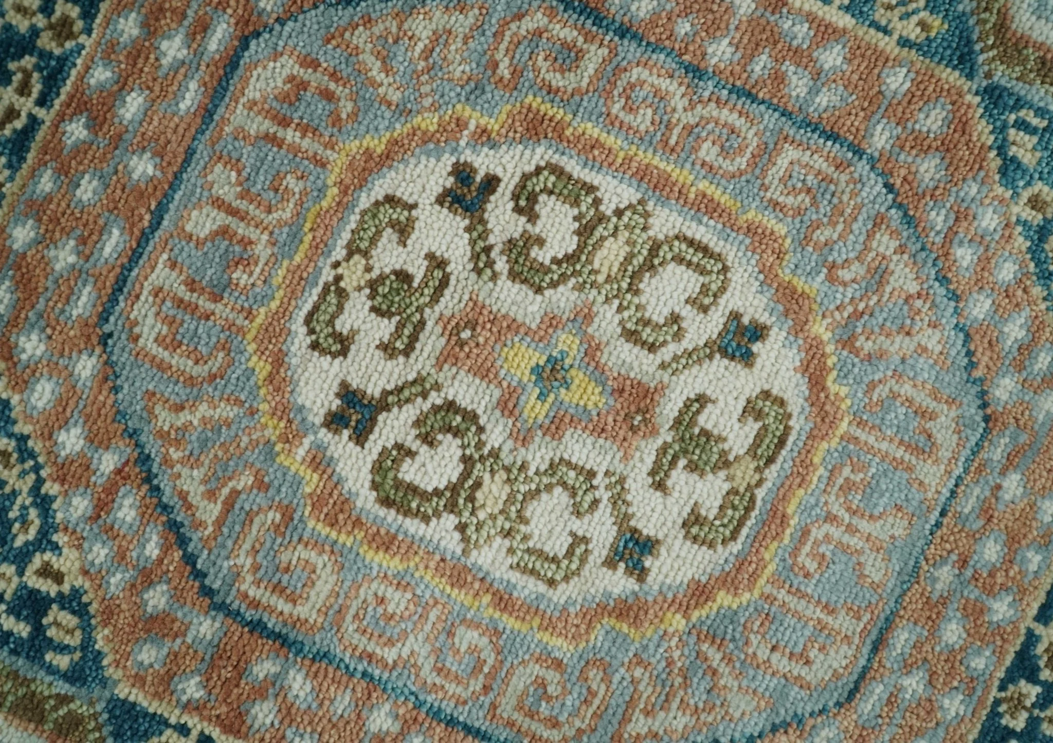 Rust and Blue Hand Knotted traditional Antique look Turkish Mamluk Living Room Multi Size wool Area Rug - Image 3