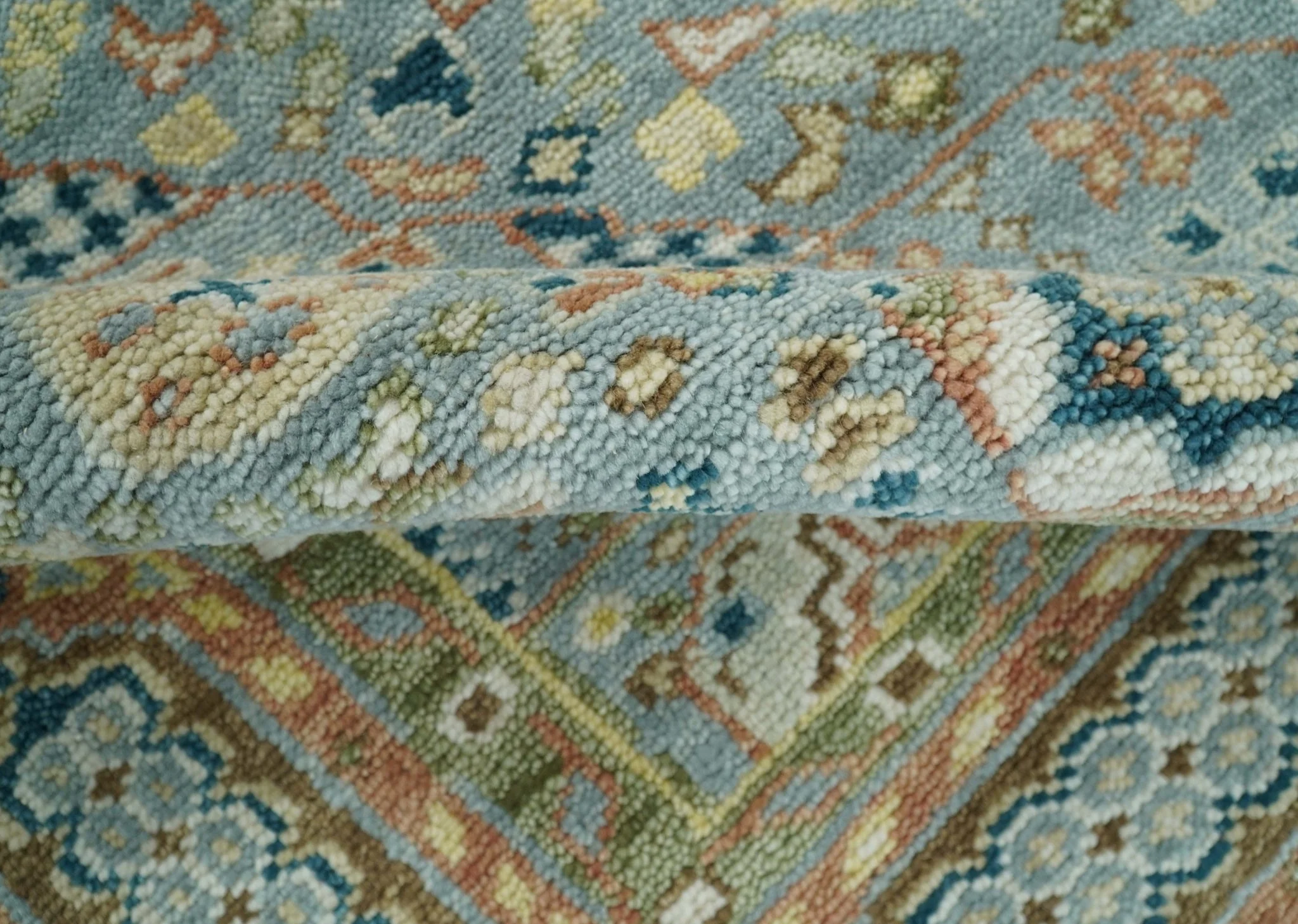 Rust and Blue Hand Knotted traditional Antique look Turkish Mamluk Living Room Multi Size wool Area Rug - Image 5