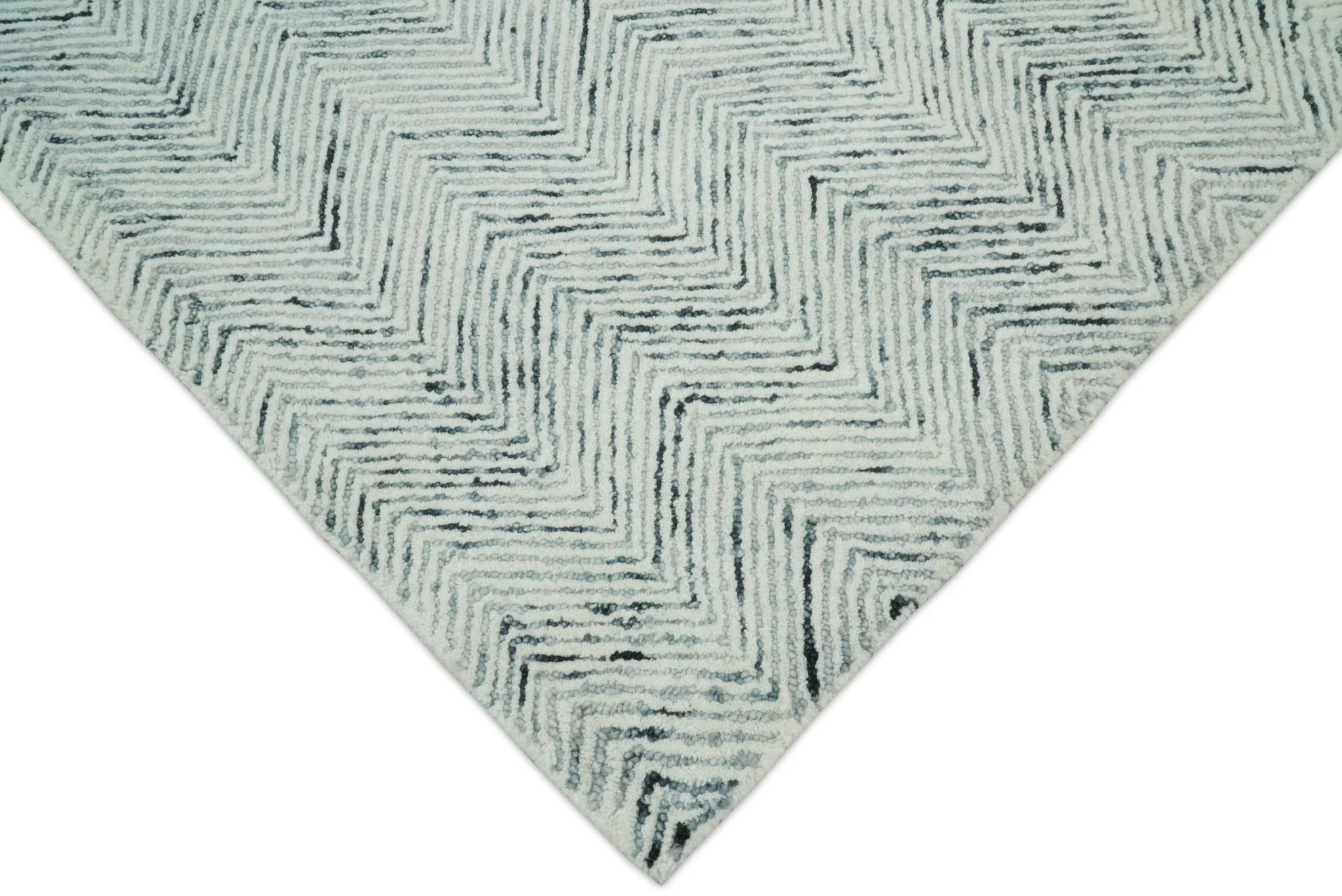 5x8 and 8x10 Hand Made Woolen Modern Blue and Ivory Area Rug | EVE001 - Image 7