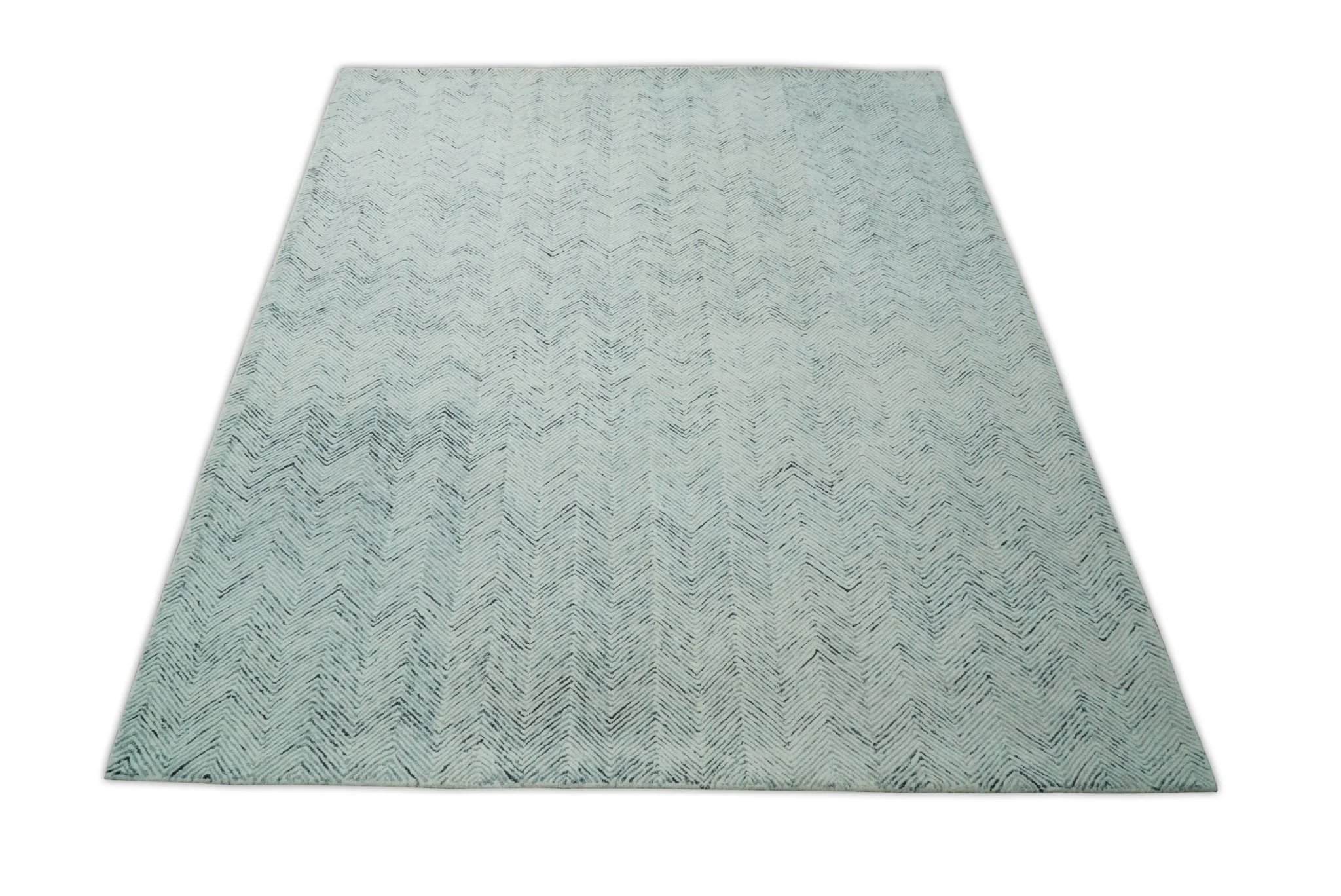 5x8 and 8x10 Hand Made Woolen Modern Blue and Ivory Area Rug | EVE001 - Image 8