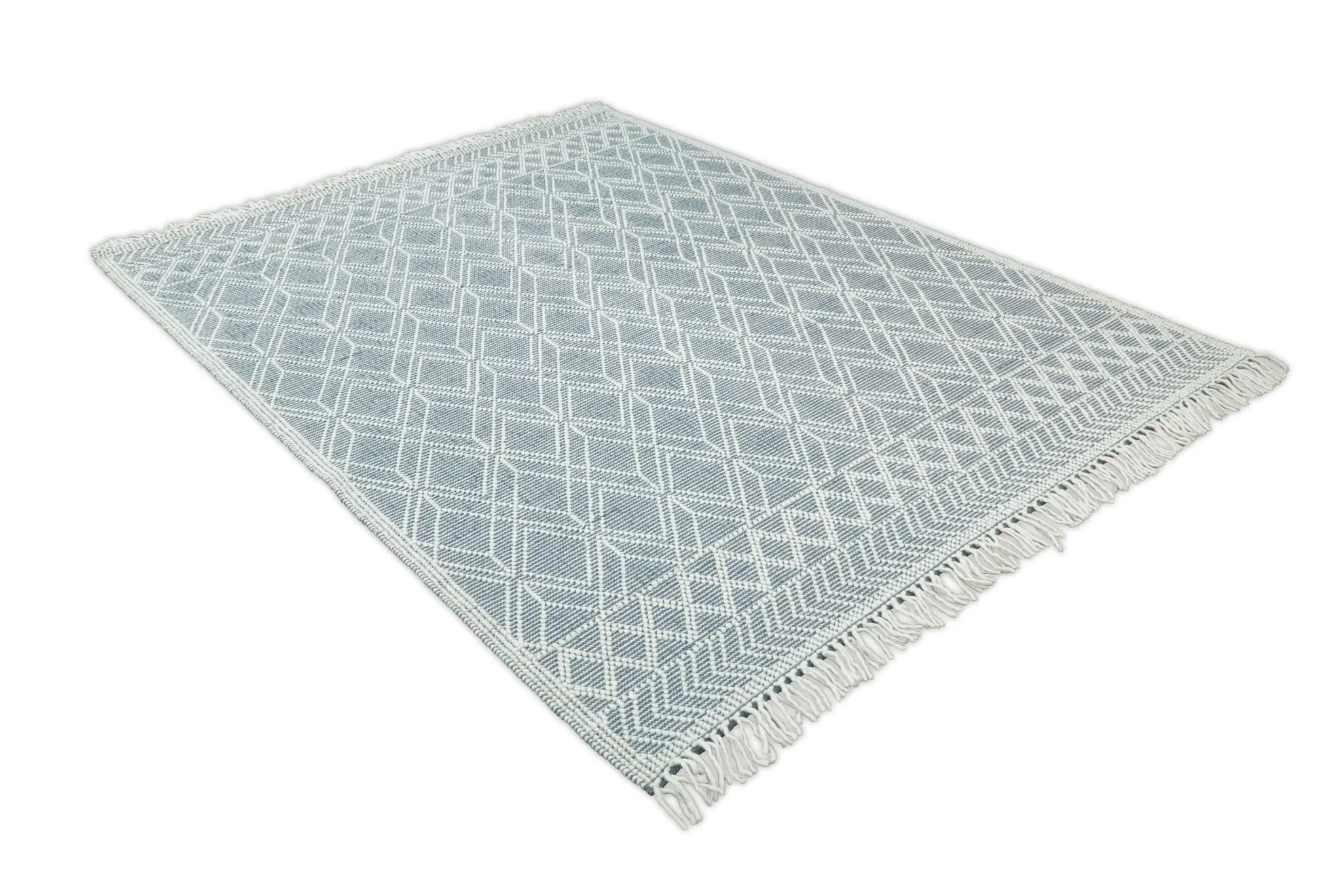Hand Made Woolen Chunky and Soft White Wool Area Rug | CAL3 - Image 6