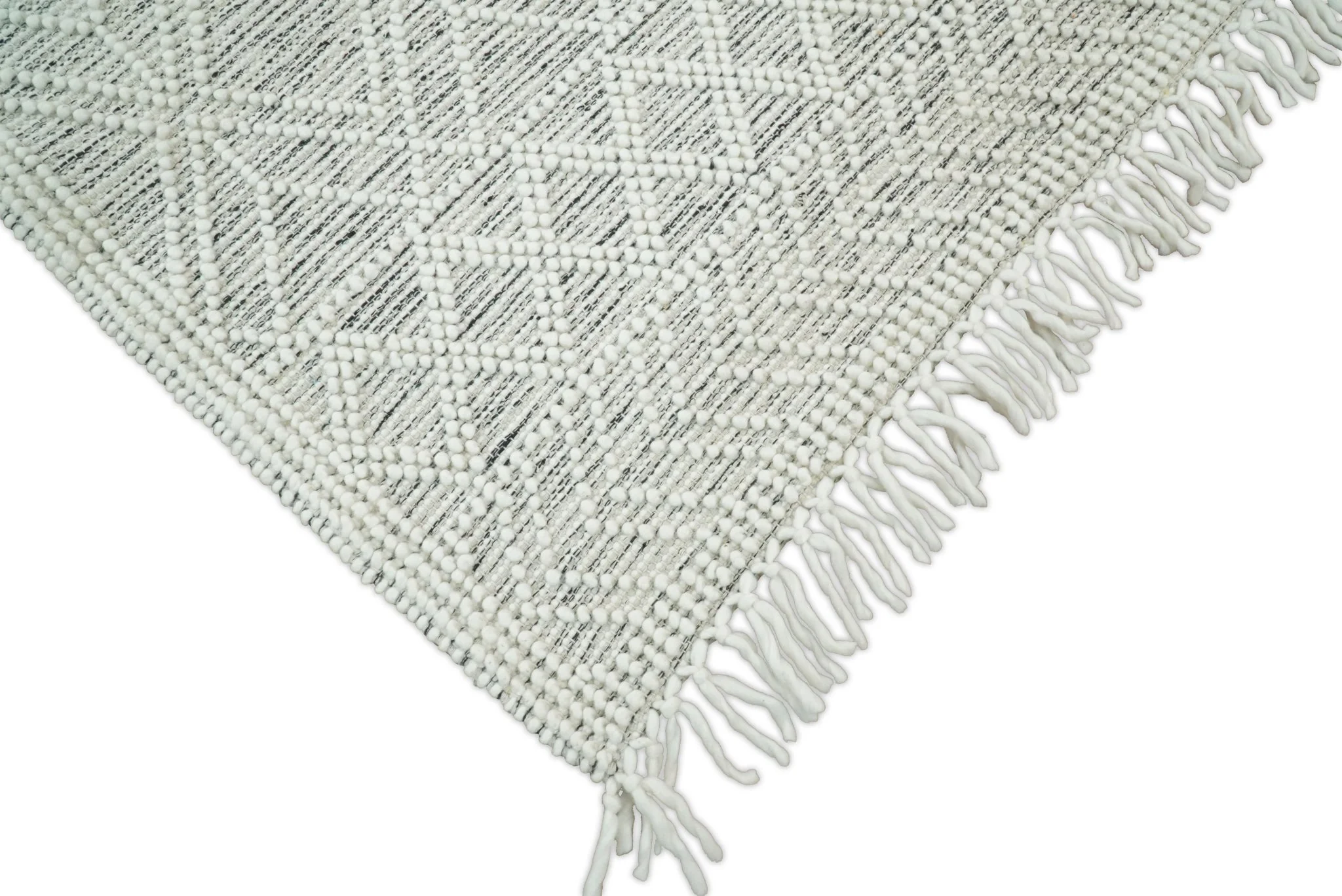 Hand Made Woolen Chunky and Soft White Wool Area Rug | CAL4 - Image 4