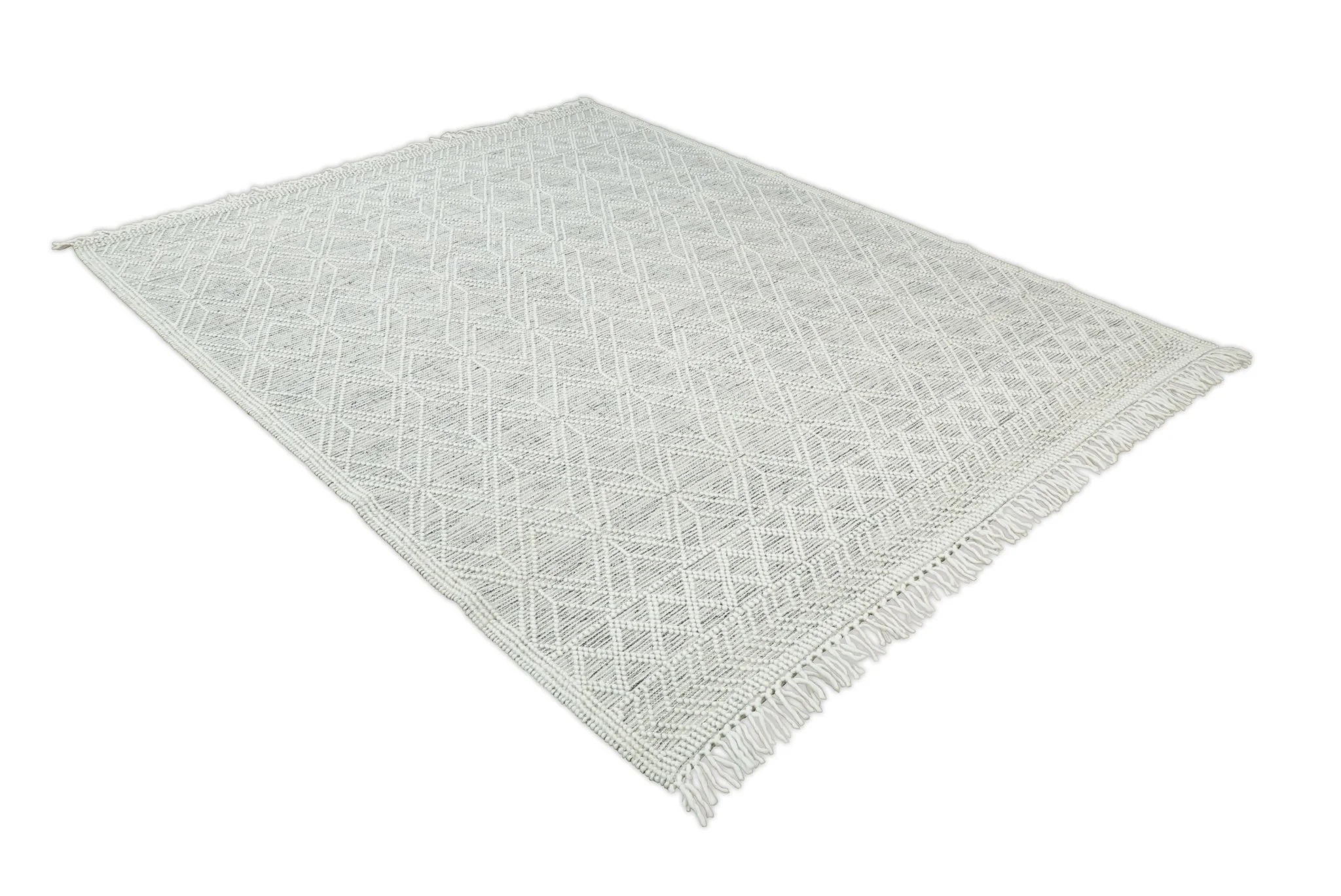 Hand Made Woolen Chunky and Soft White Wool Area Rug | CAL4 - Image 6