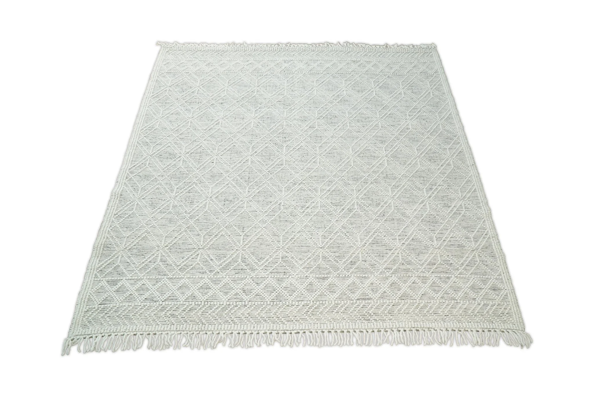 Hand Made Woolen Chunky and Soft White Wool Area Rug | CAL4 - Image 7