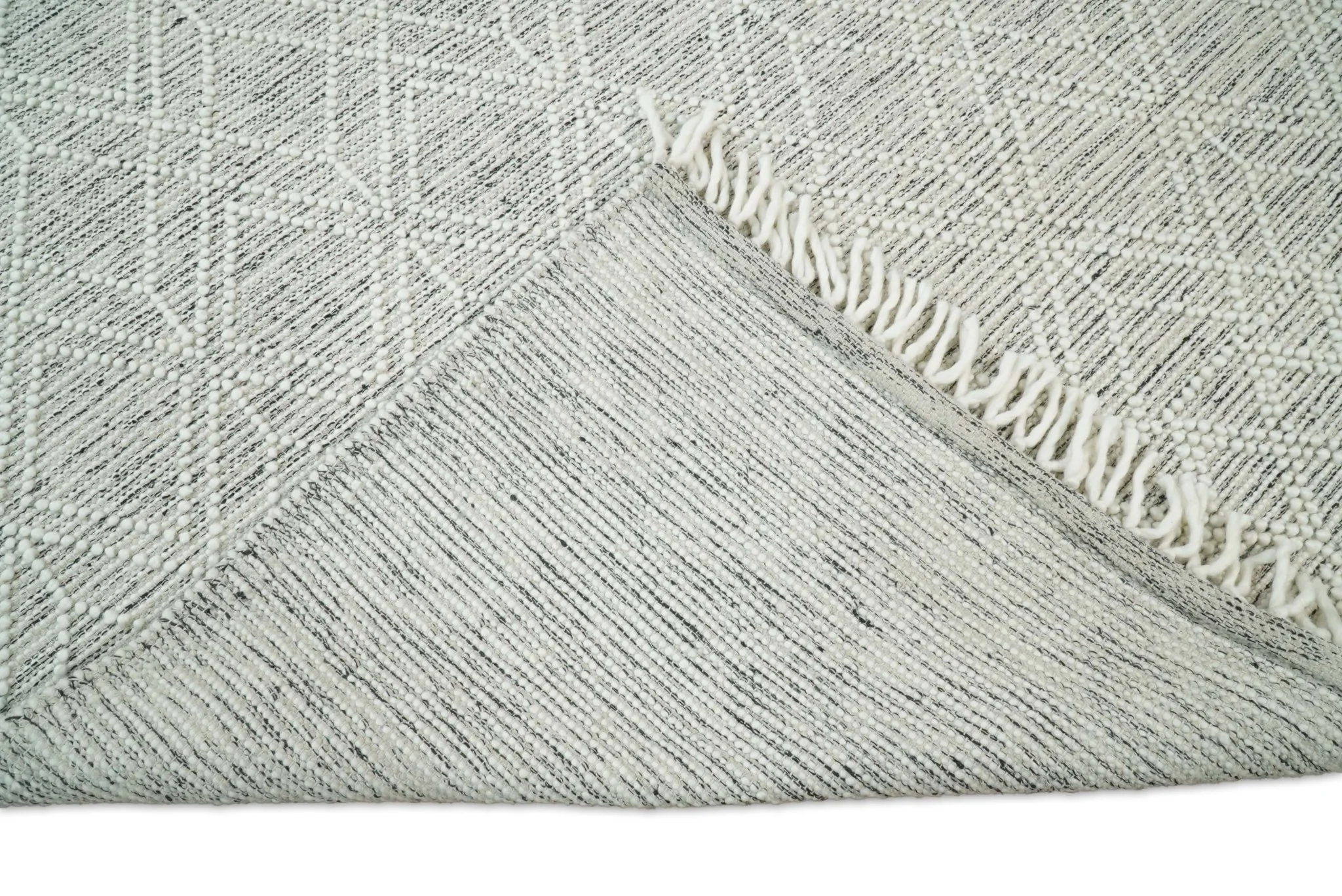 Hand Made Woolen Chunky and Soft White Wool Area Rug | CAL4 - Image 8