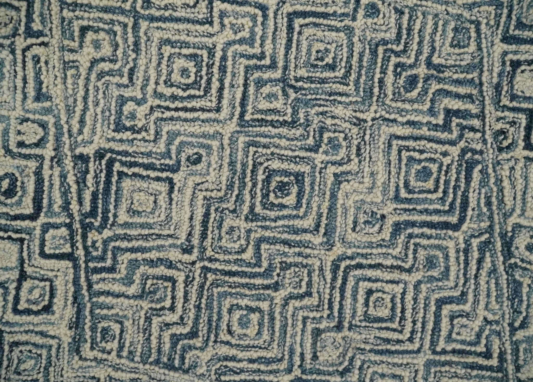 Mid Century Modern Hand Tufted 2x3, 3x5, 5x8, 6x9, 8x10 and 9x12 Woolen Beige and Blue Area Rug | MIR1 - Image 11