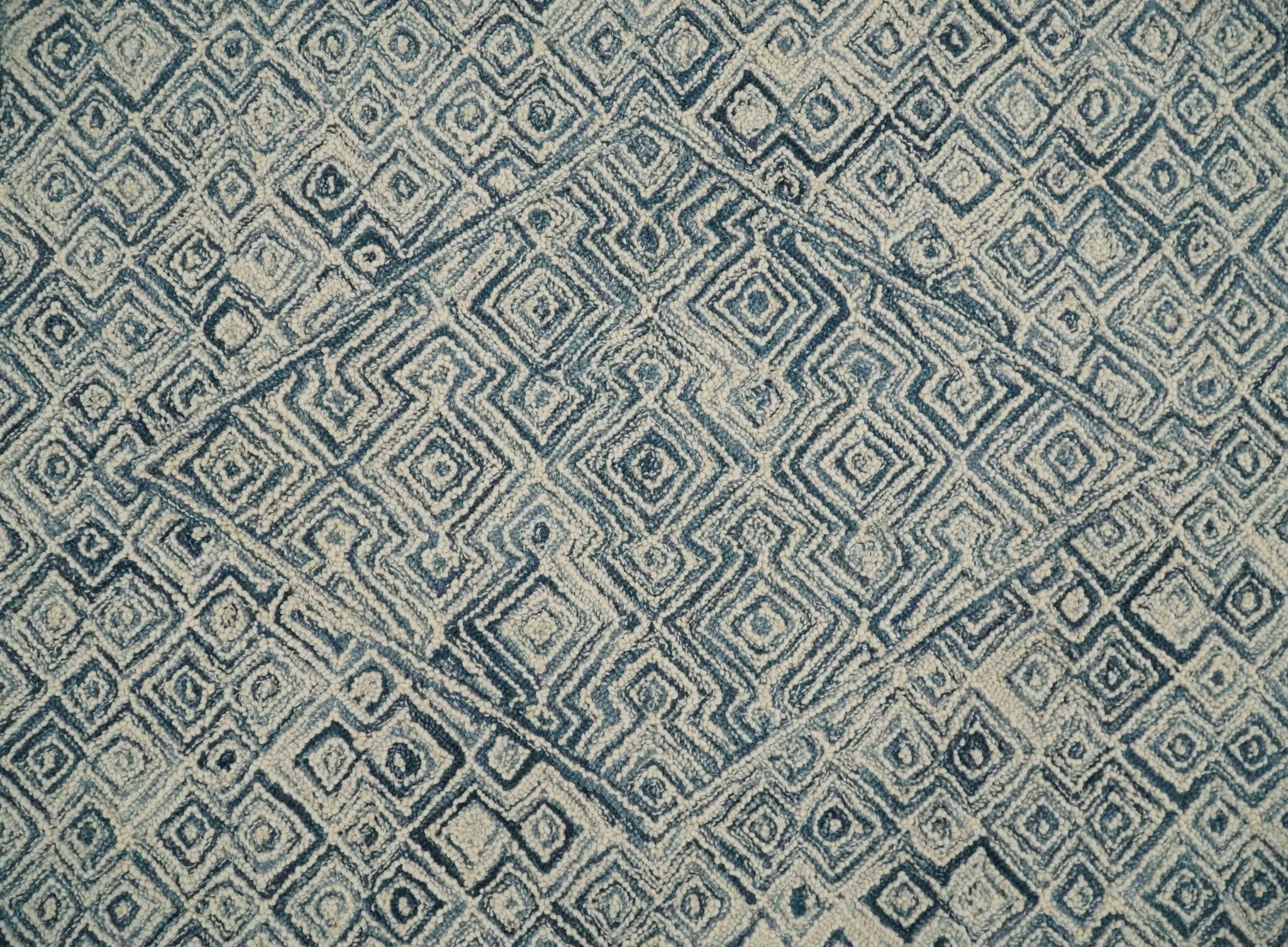 Mid Century Modern Hand Tufted 2x3, 3x5, 5x8, 6x9, 8x10 and 9x12 Woolen Beige and Blue Area Rug | MIR1 - Image 12