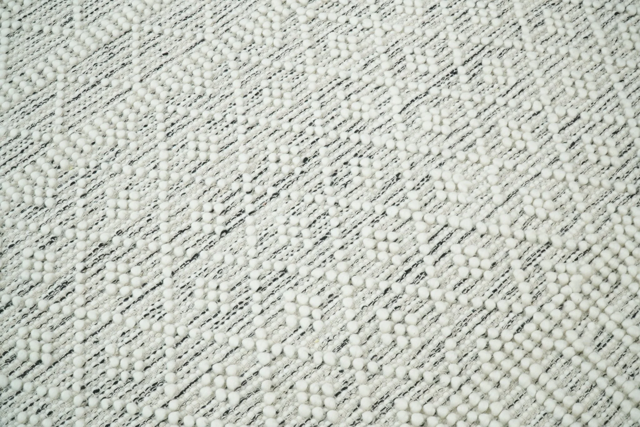 Flatwoven Dhurrie Woolen Chunky and Soft White Wool Area Rug, Living Room and Kids Rug | CAL1 - Image 3