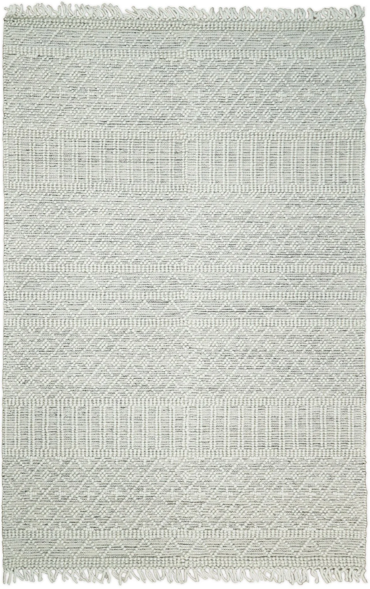 Flatwoven Dhurrie Woolen Chunky and Soft White Wool Area Rug, Living Room and Kids Rug | CAL1 - Image 6