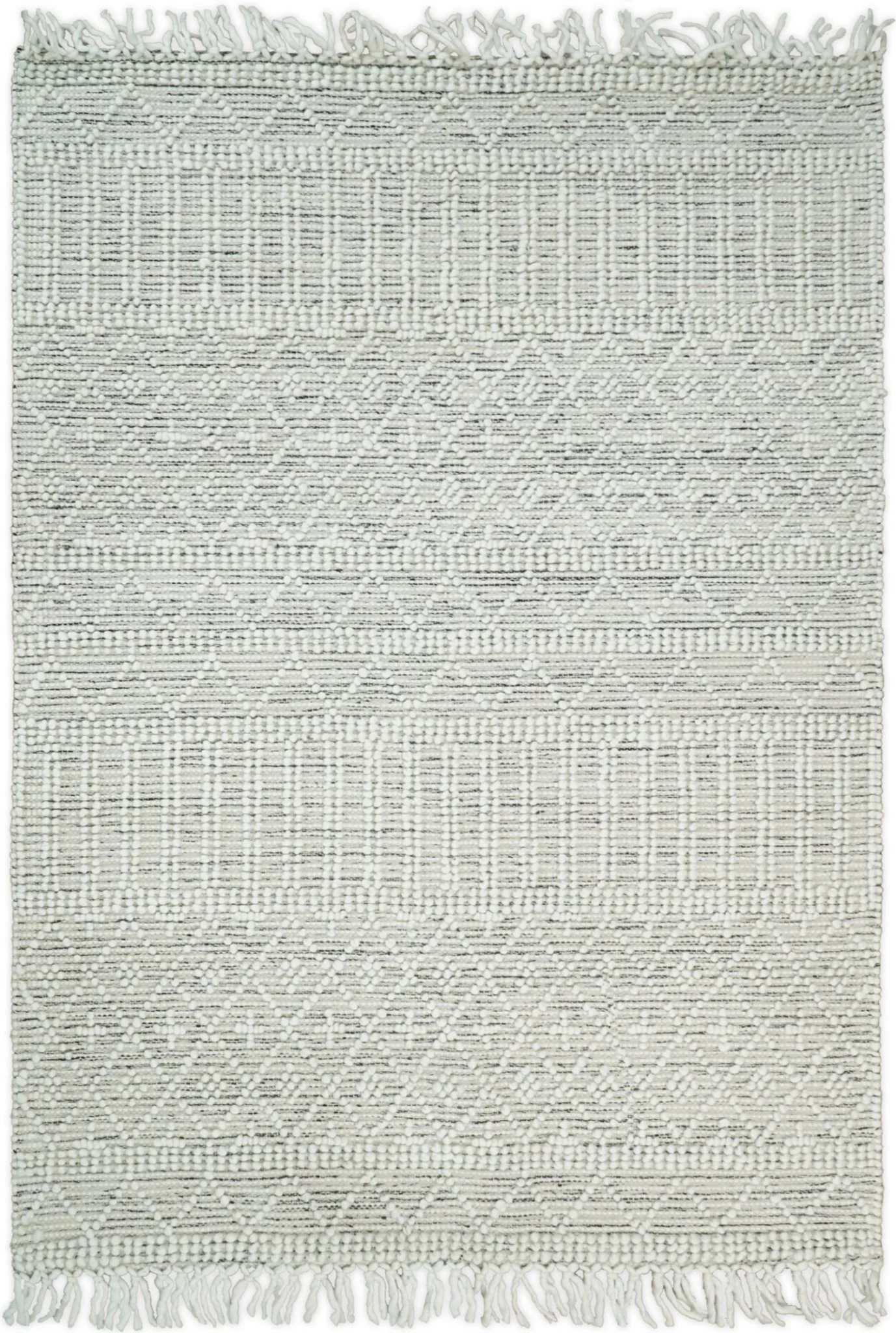Flatwoven Dhurrie Woolen Chunky and Soft White Wool Area Rug, Living Room and Kids Rug | CAL1 - Image 9