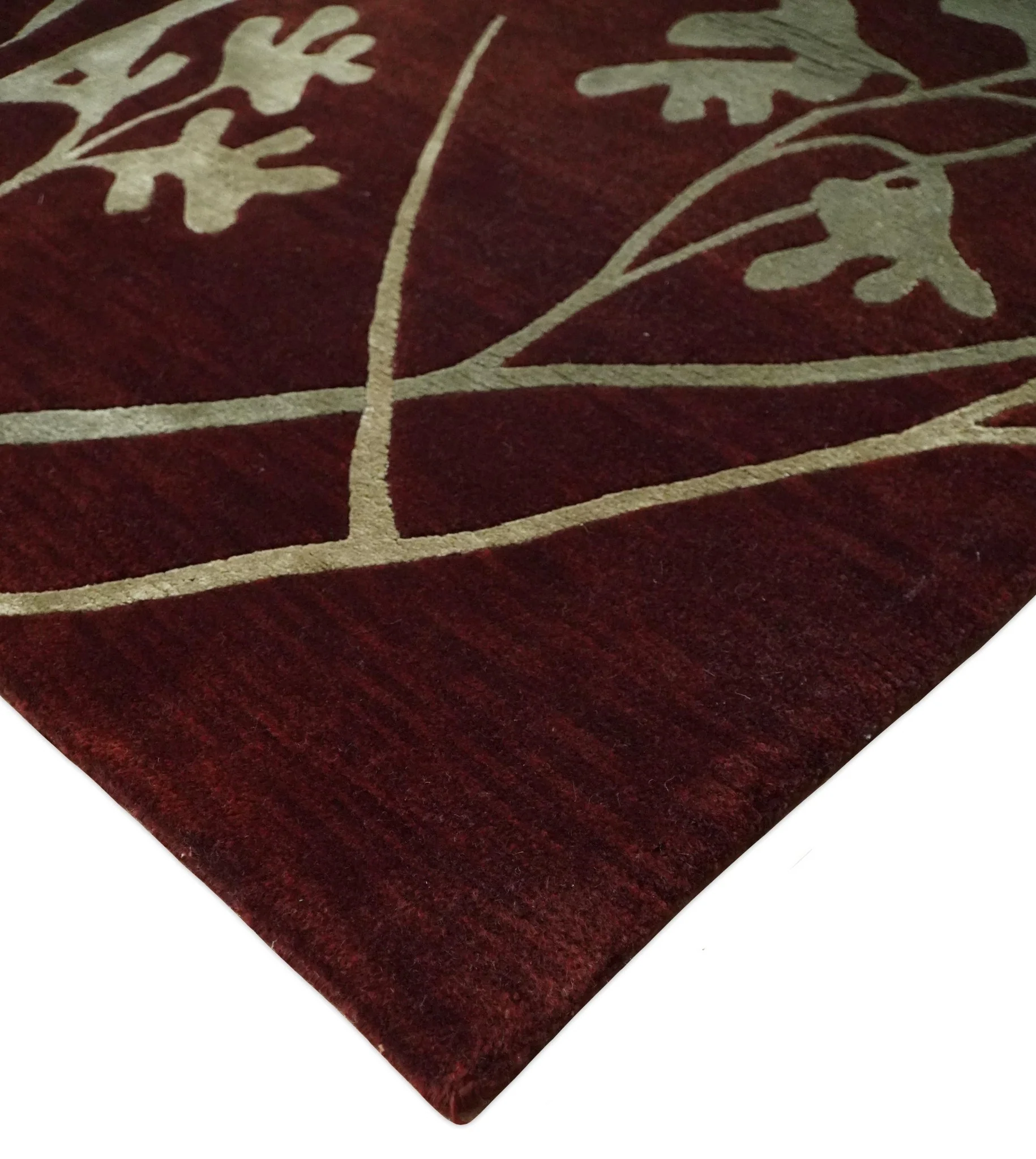 Floral 6x8 Rust and Gold Natural Farmhouse Wool and Silk Hand Woven Rug | HL2 - Image 5