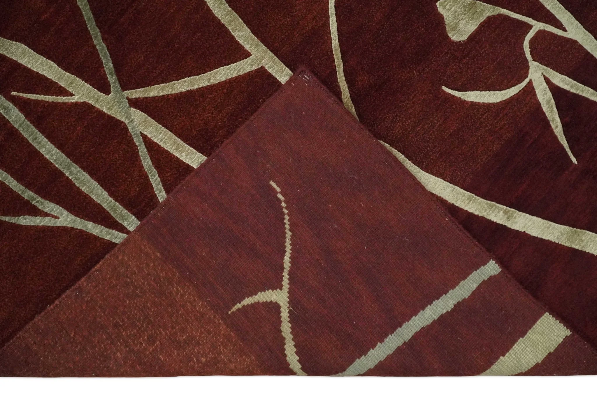 Floral 6x8 Rust and Gold Natural Farmhouse Wool and Silk Hand Woven Rug | HL2 - Image 8