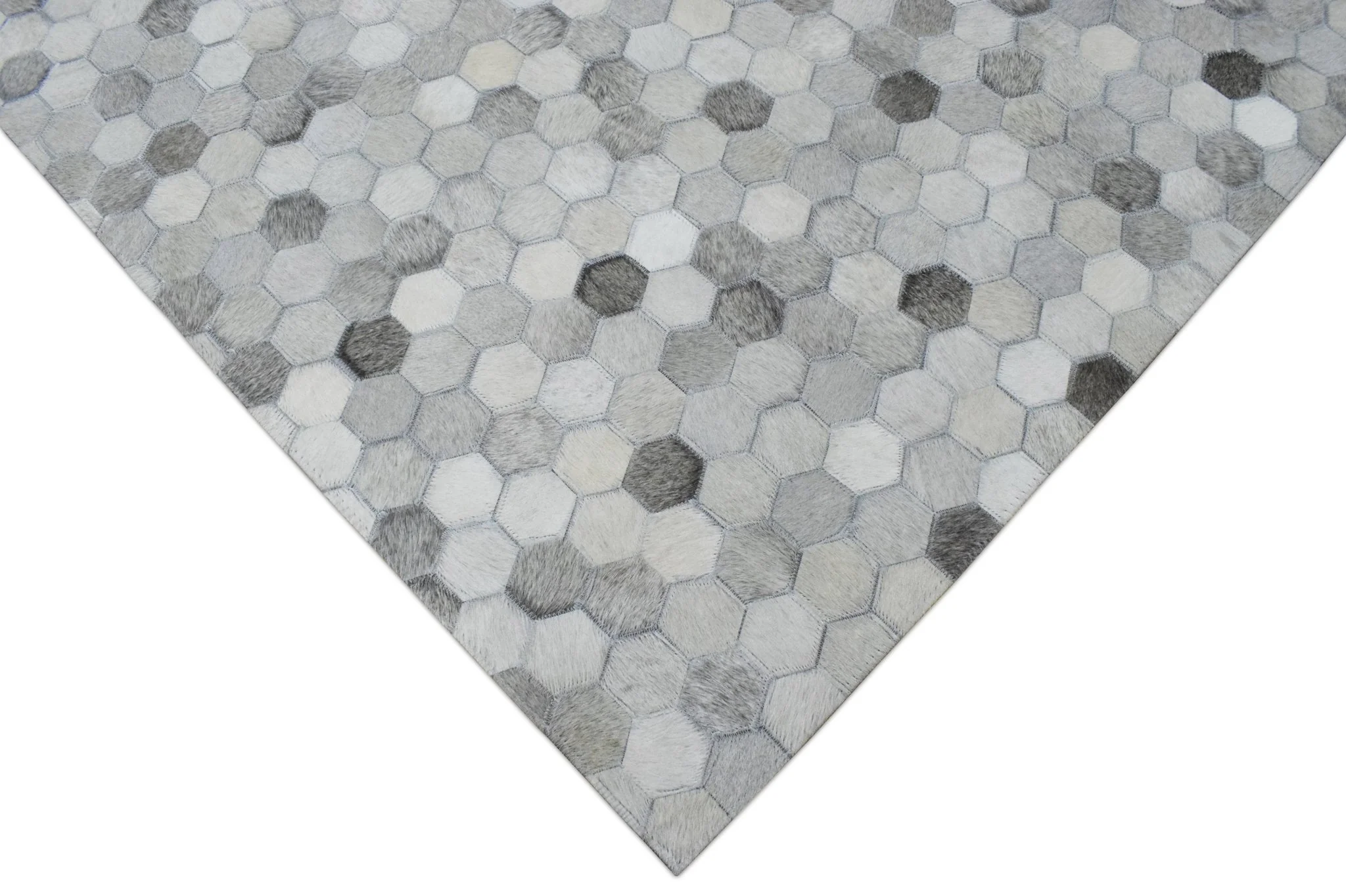 Handmade 5x8 and 8x10 Hairon Genuine Leather Silver Area Rug | LR1B - Image 3