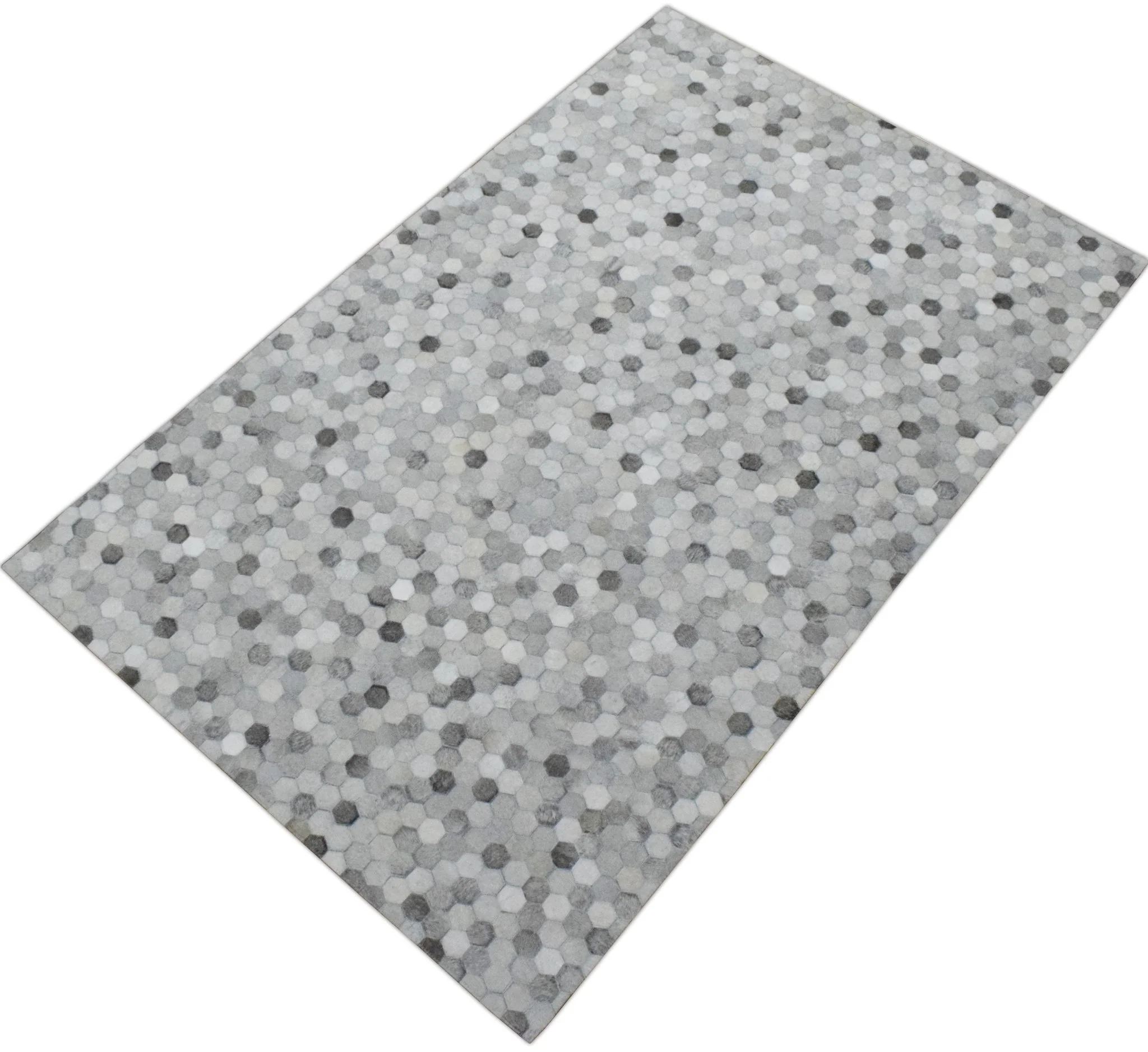 Handmade 5x8 and 8x10 Hairon Genuine Leather Silver Area Rug | LR1B - Image 4