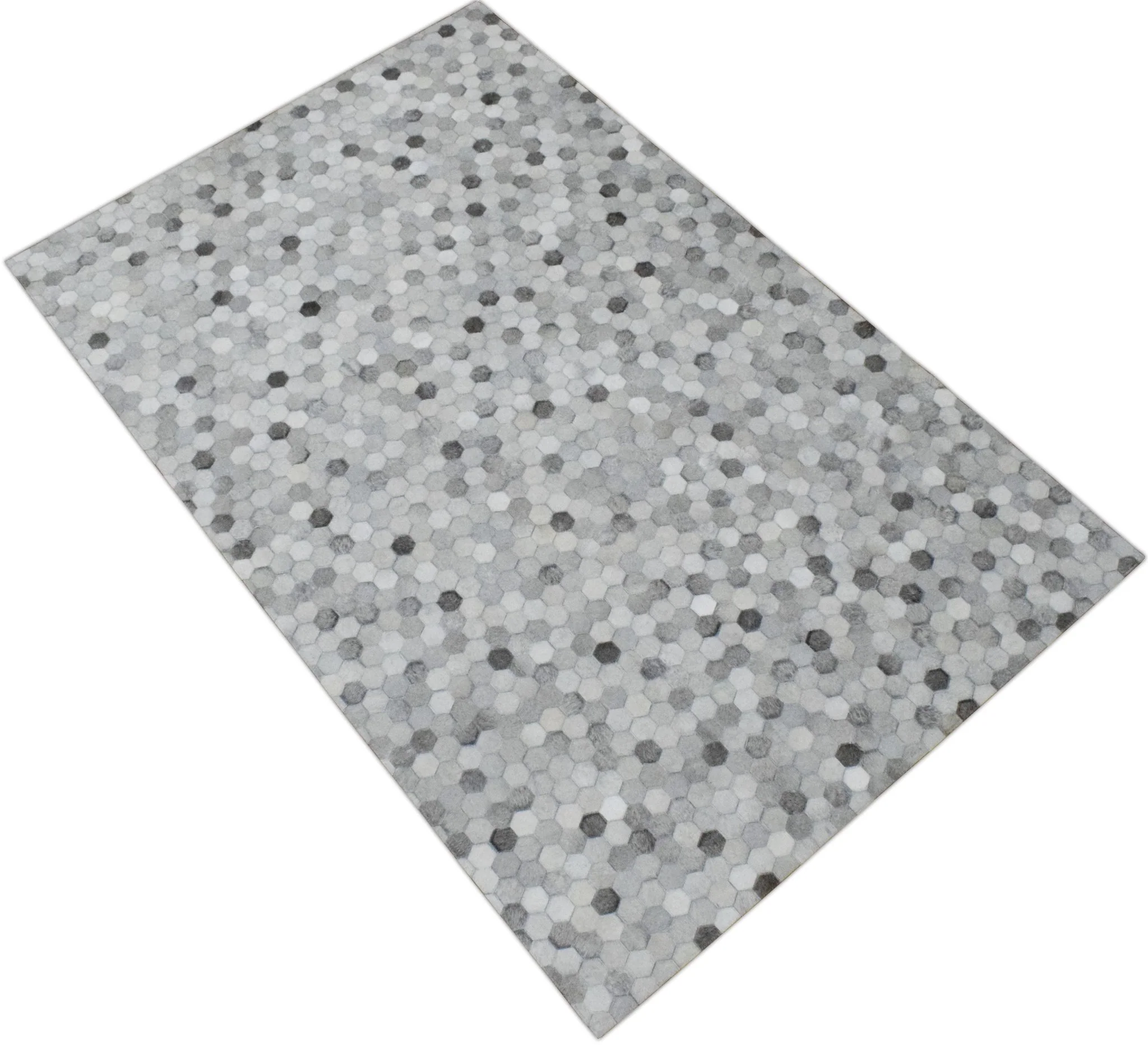 Handmade 5x8 and 8x10 Hairon Genuine Leather Silver Area Rug | LR1B - Image 8
