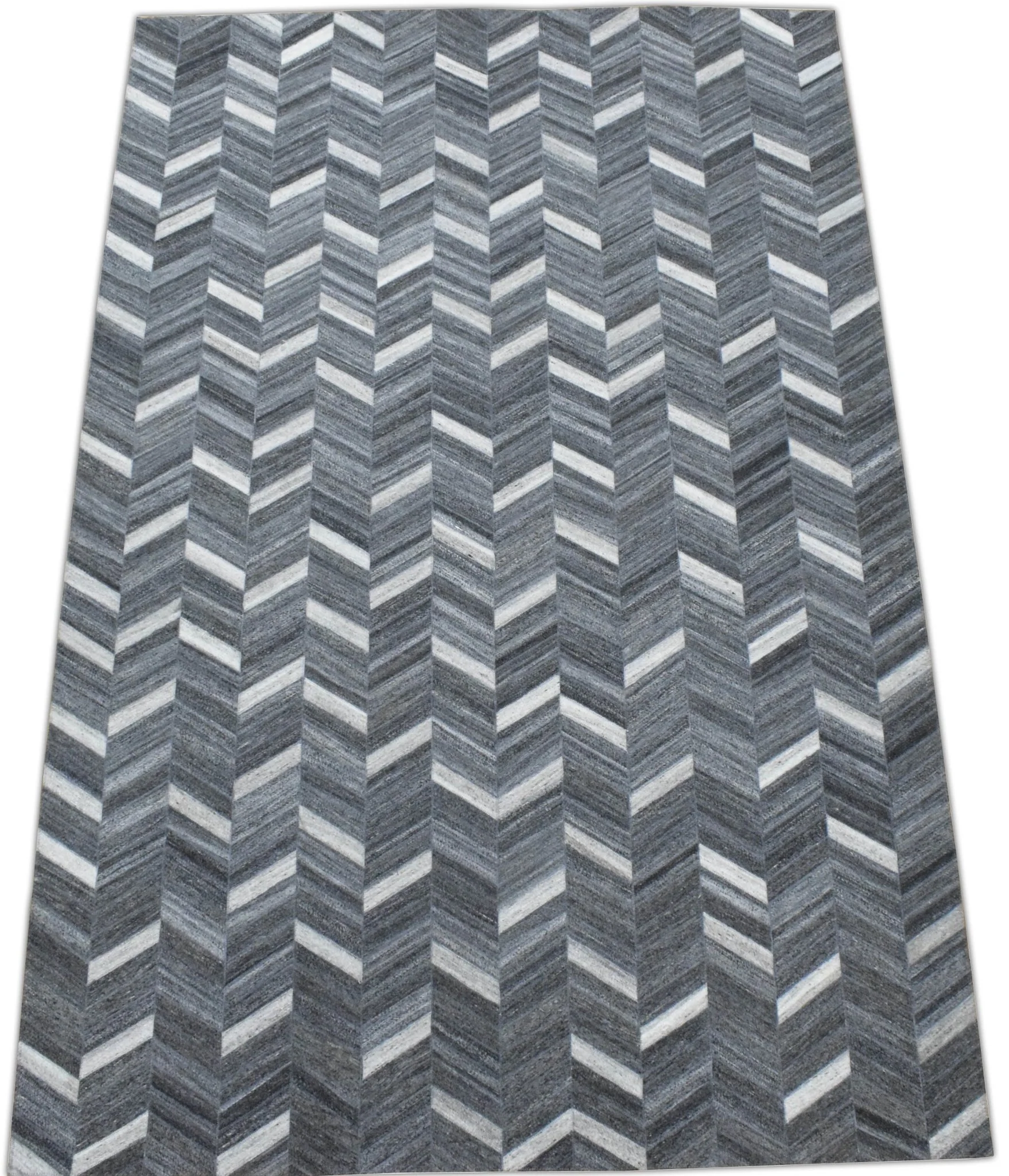 5x8 Handmade Gray and Ivory Chevron Viscose Area Rug | LR9 - Image 8