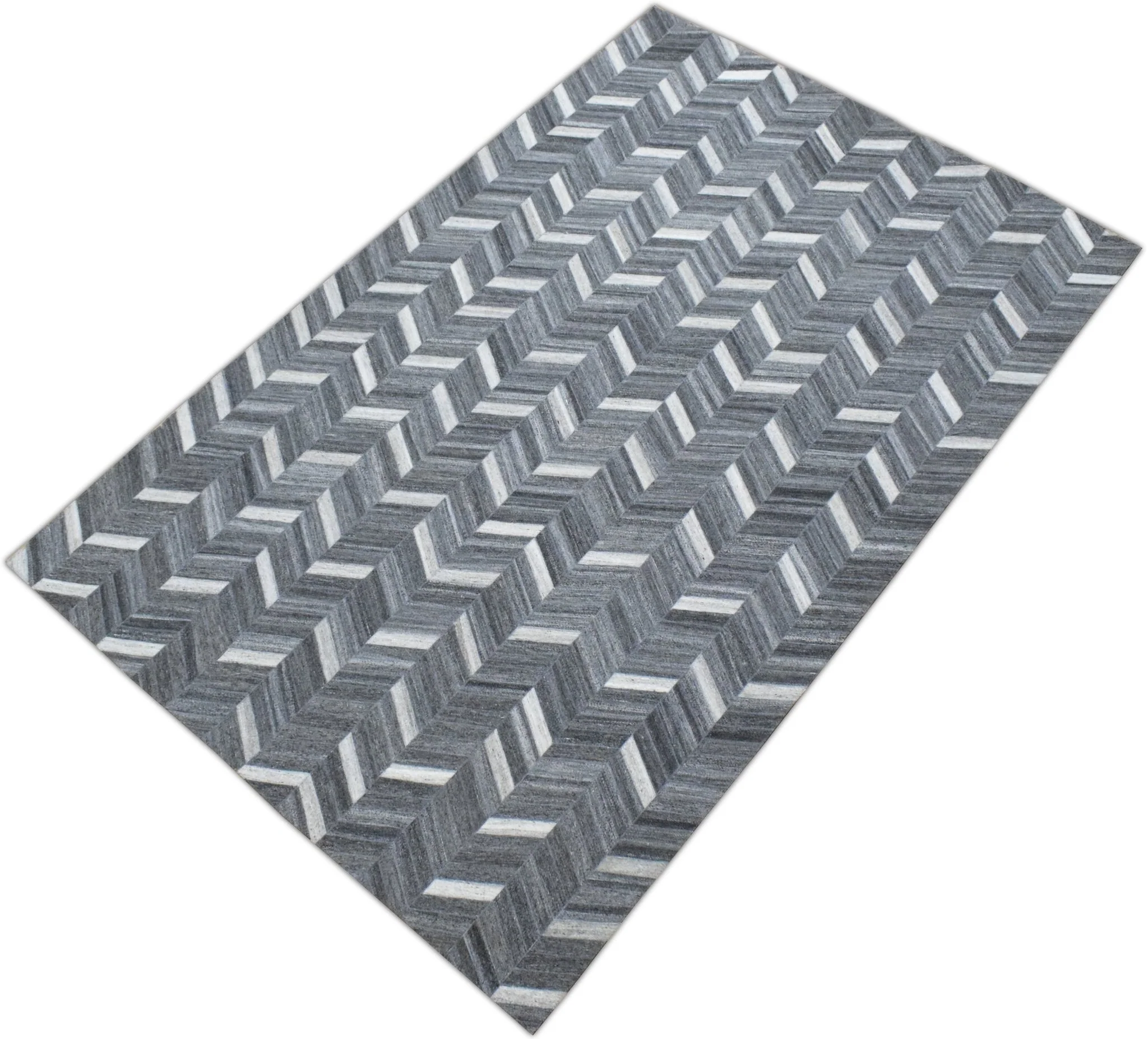5x8 Handmade Gray and Ivory Chevron Viscose Area Rug | LR9 - Image 9