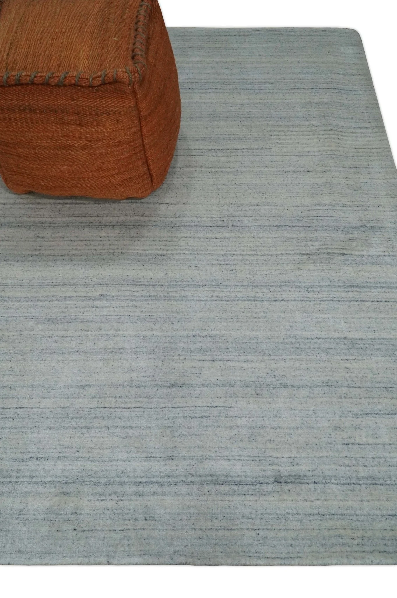 Solid Silver and White Scandinavian 5x7 Blended Wool Flatwoven Area Rug | HL22 - Image 3