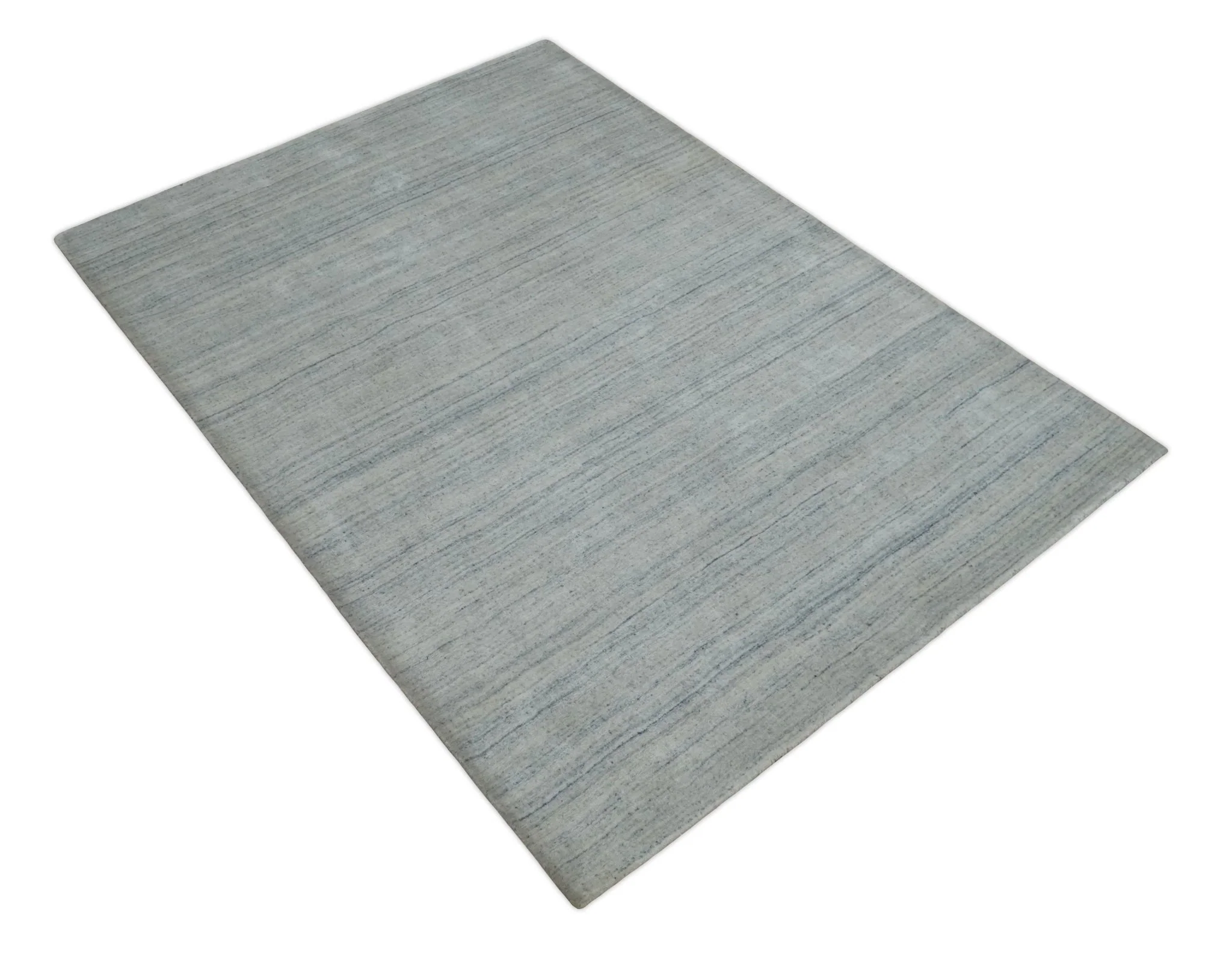 Solid Silver and White Scandinavian 5x7 Blended Wool Flatwoven Area Rug | HL22 - Image 9