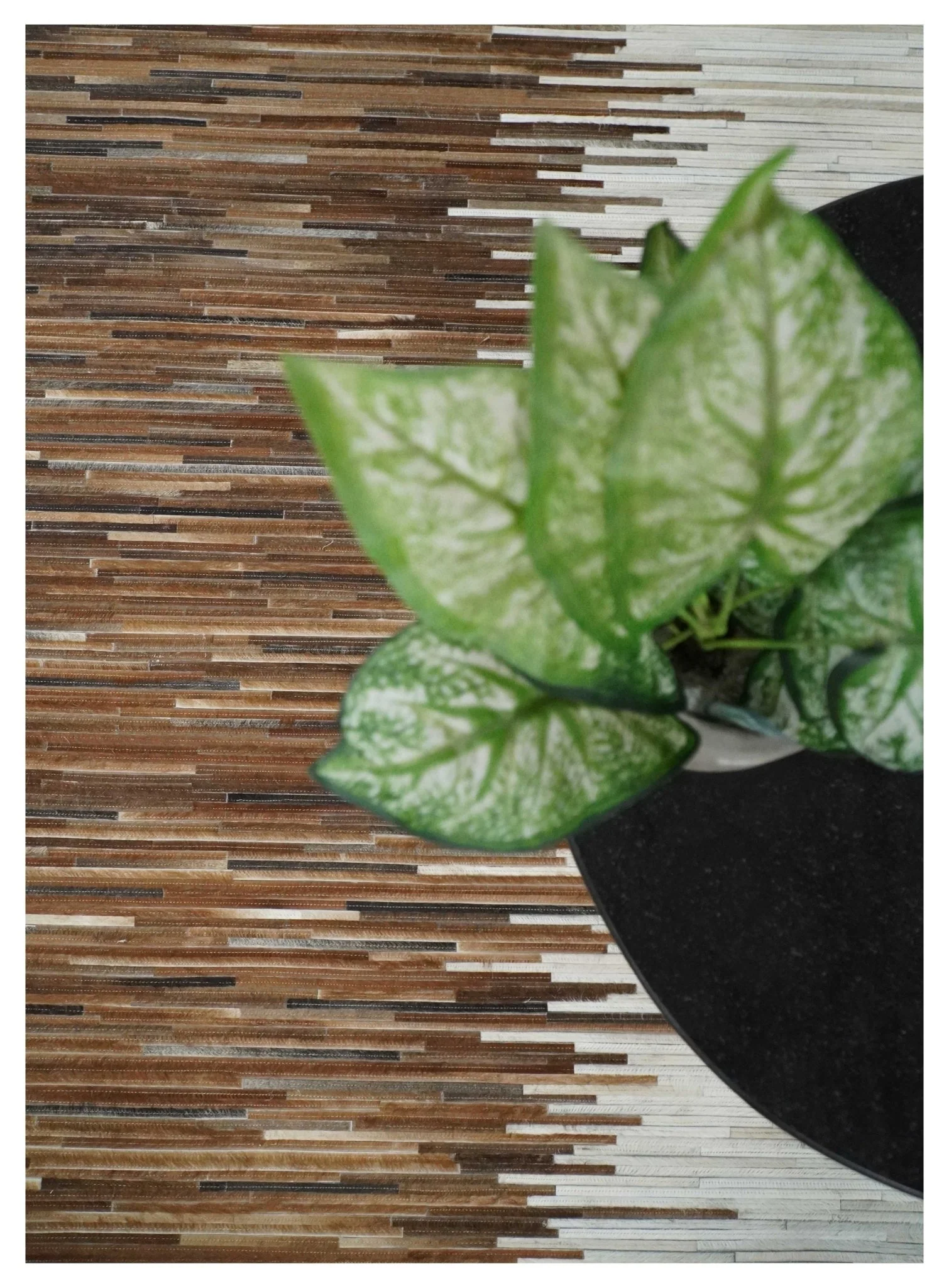 Modern Stripes Cowhide Leather Striped Tan Brown and Ivory Leather Multi Size Area Rug - Image 10