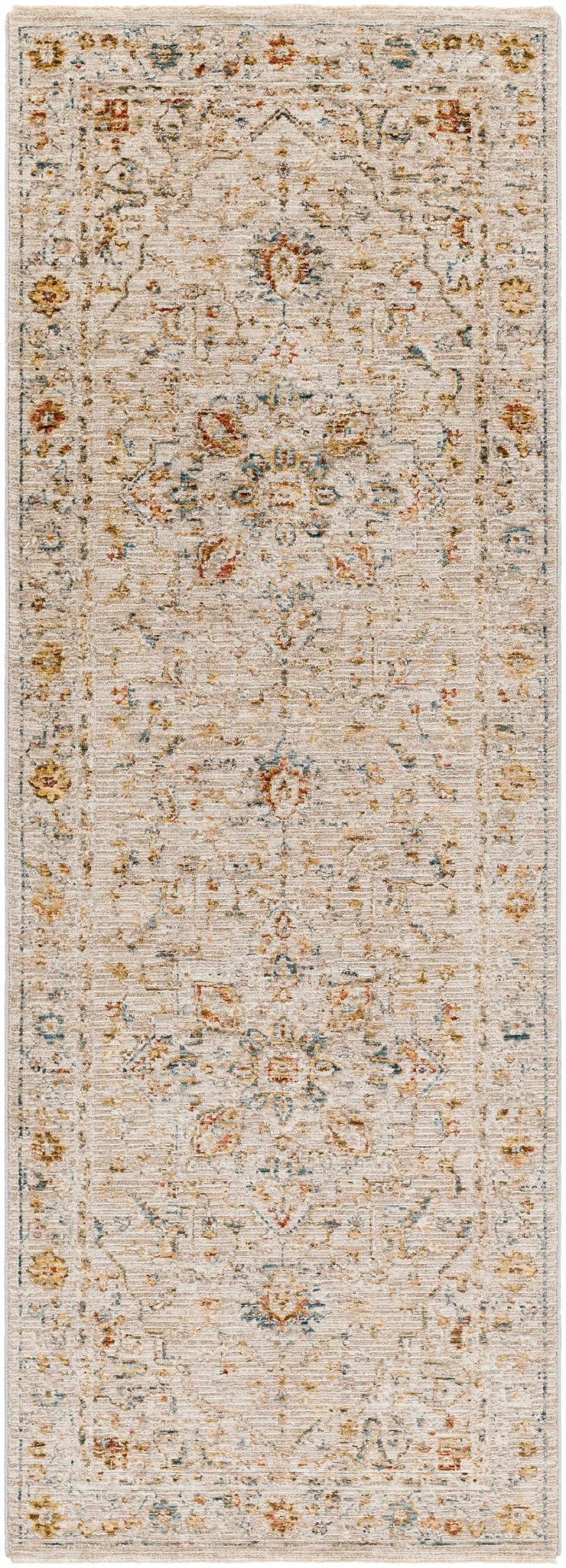 Cream And Gold Traditional Oushak Design Machine Woven Area Rug - Image 12