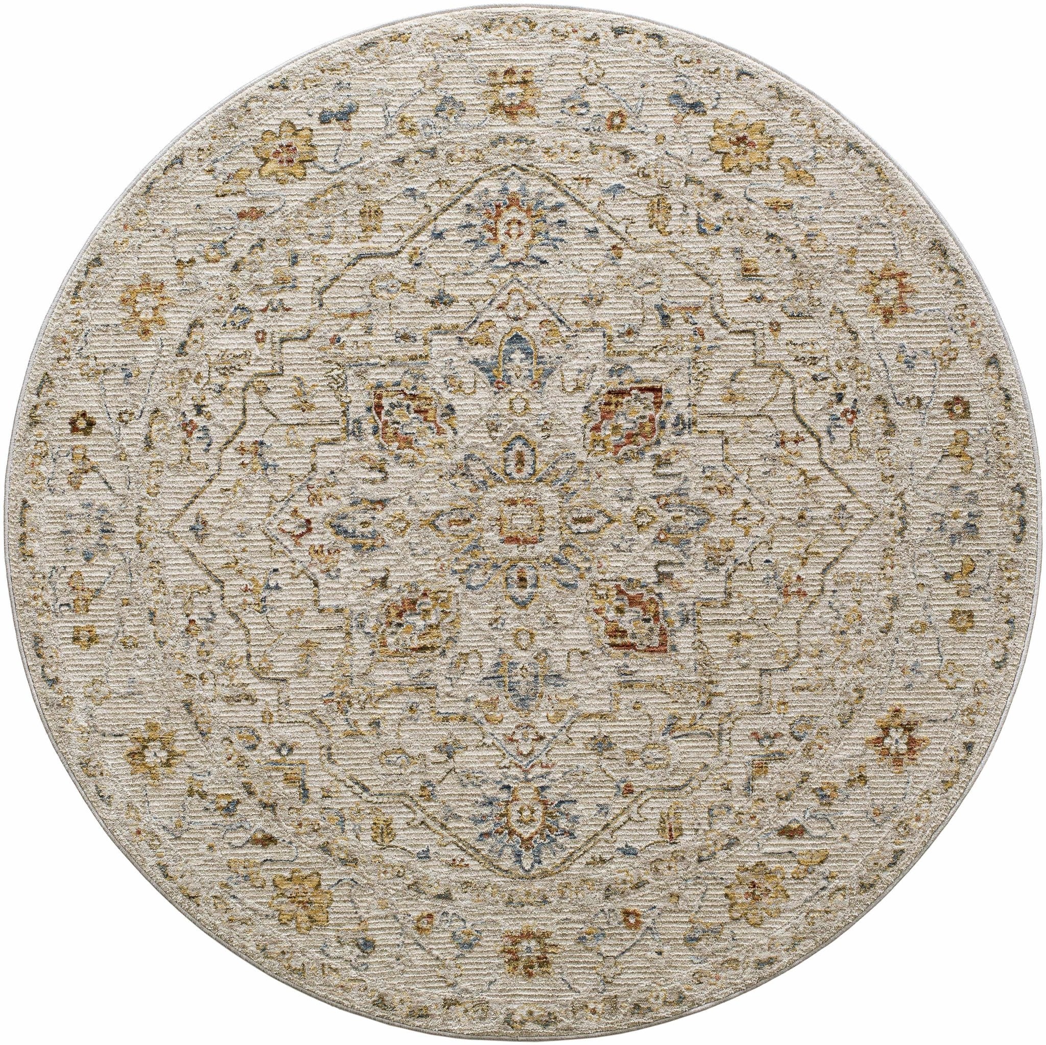 Cream And Gold Traditional Oushak Design Machine Woven Area Rug - Image 13